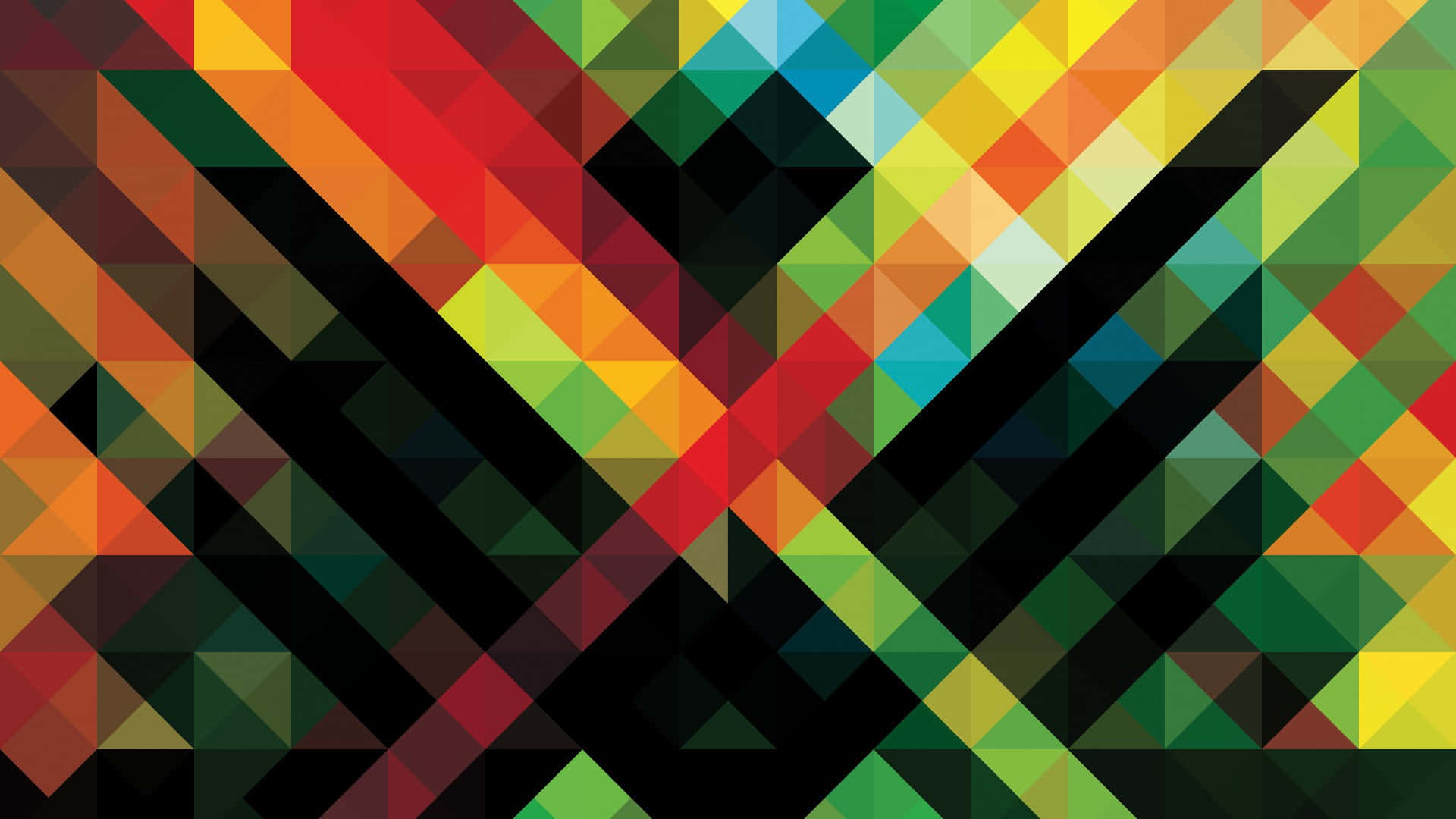 colorful pattern, geometric triangles, rainbow hues, Full HD Desktop Wallpaper