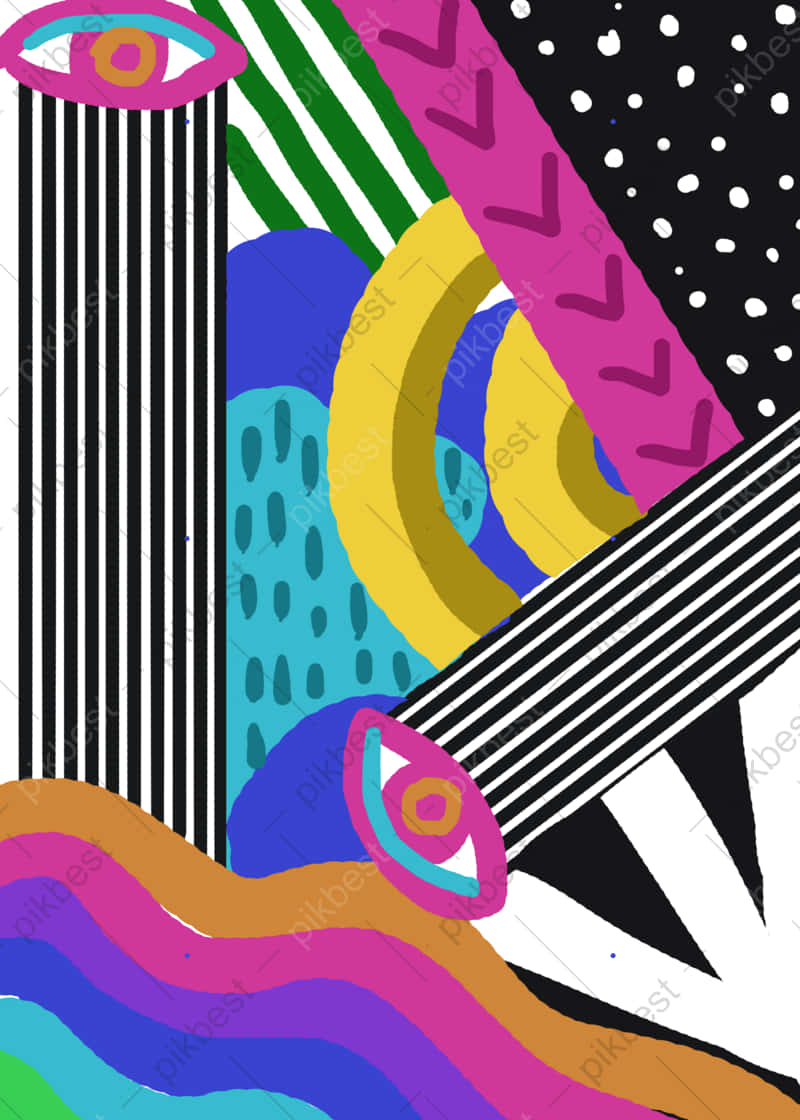 Preposterous Colorful Patterns, vibrant abstract composition, bold geometric shapes, SD Phone Wallpaper