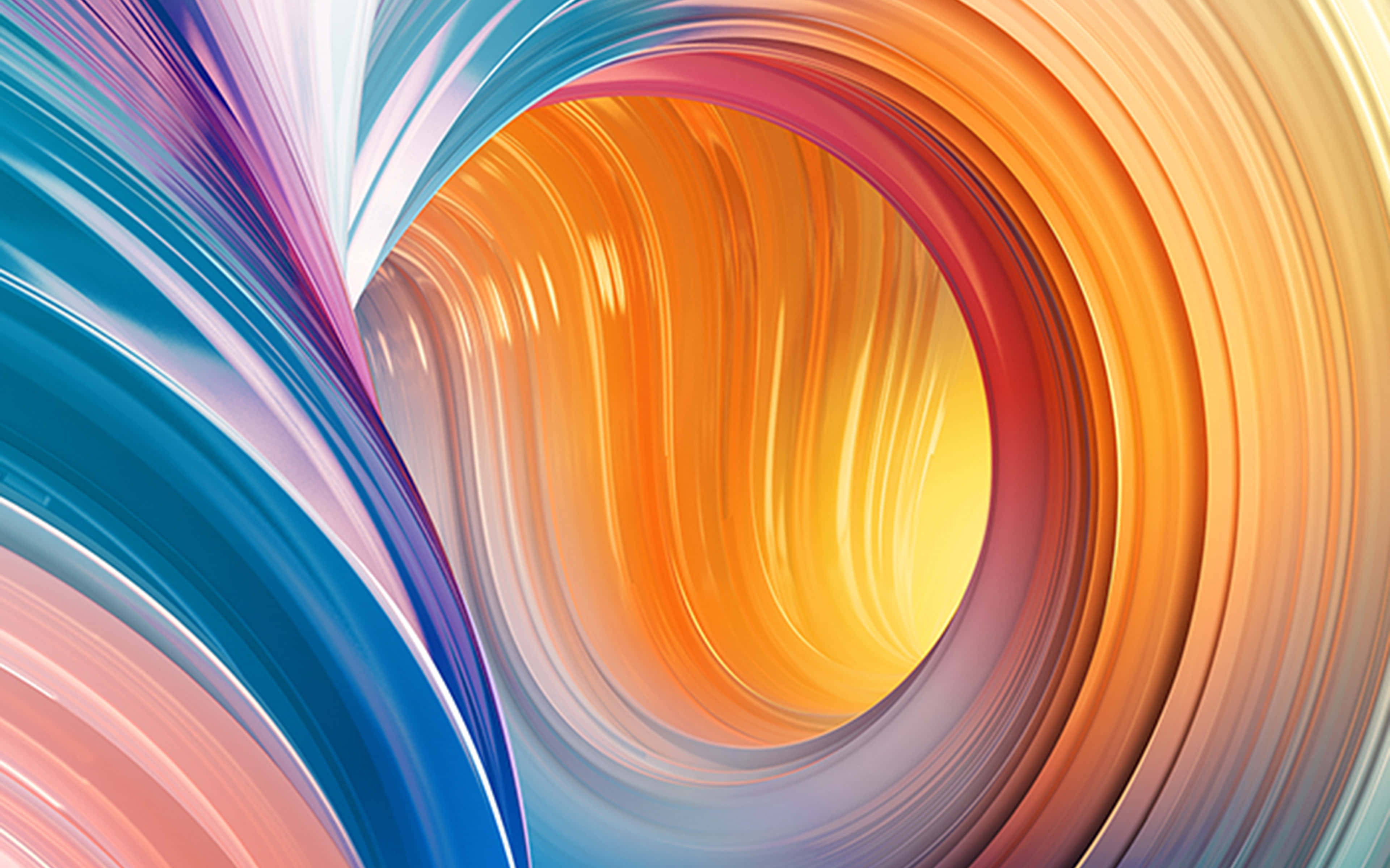 Colorful Pattern, swirling ribbons, cool blues, 4K Desktop Wallpaper