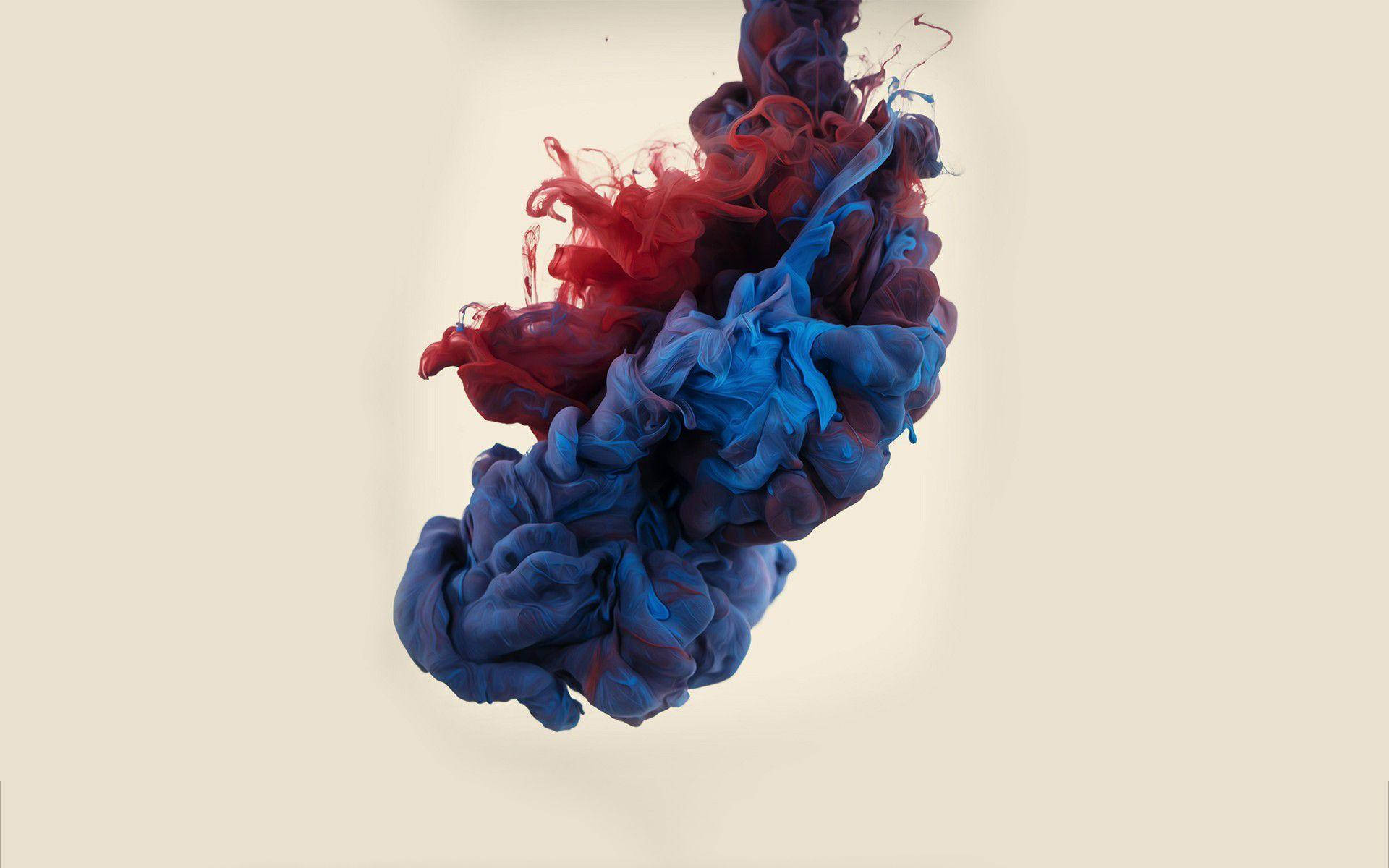blue red liquid smoke, vibrant red and blue inks, underwater dance, Full HD Desktop Wallpaper