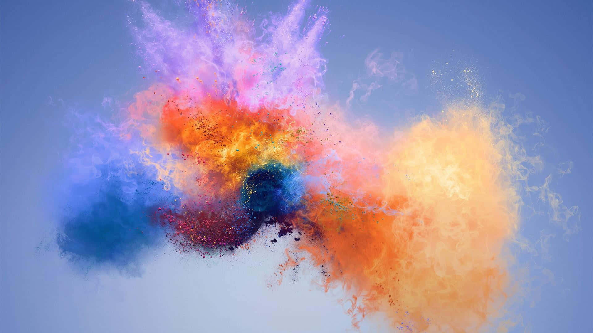 Colorful Smoke, multicolored powder, clear blue sky, Full HD Desktop Wallpaper