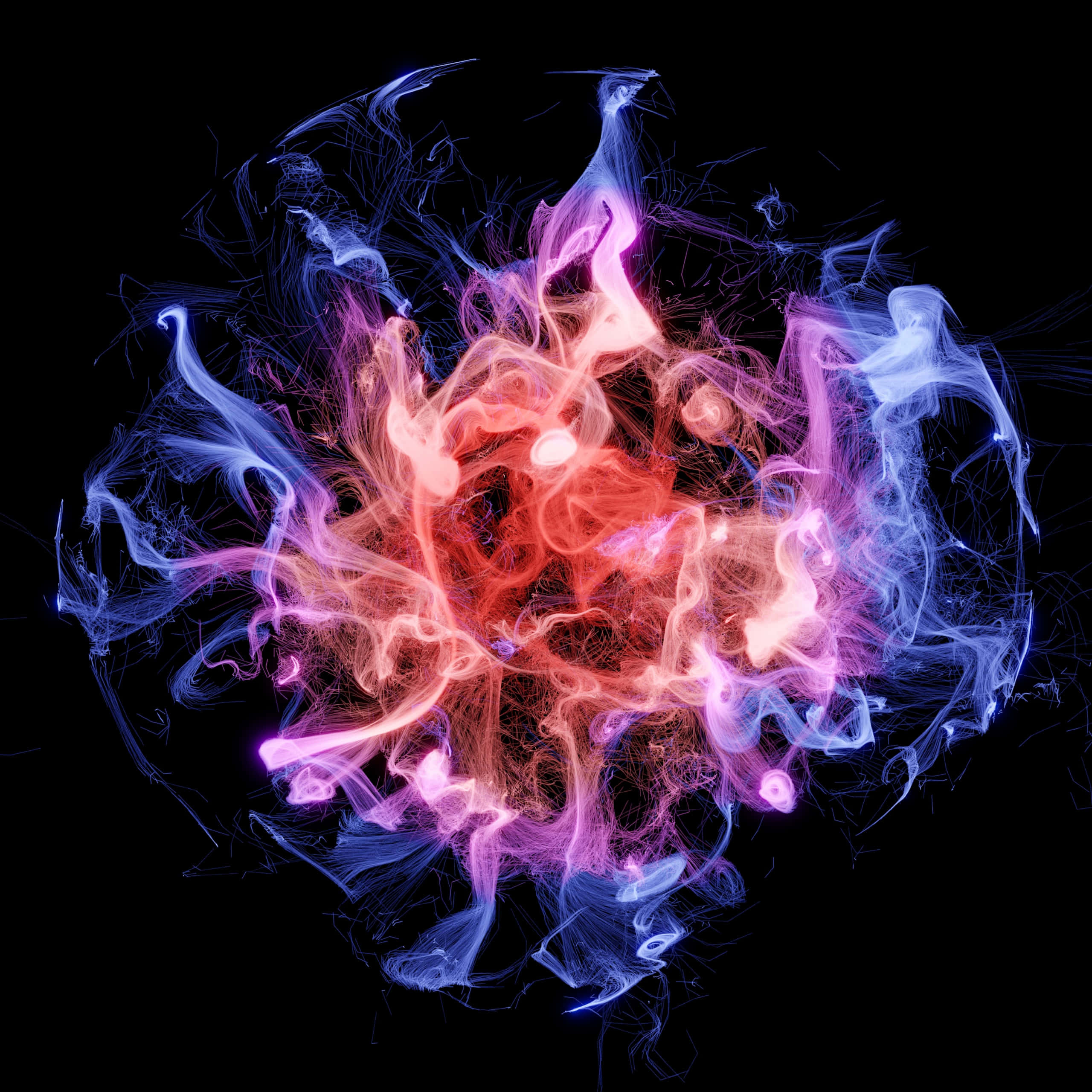 colorful smoke, pink, orange, 2K Desktop Wallpaper