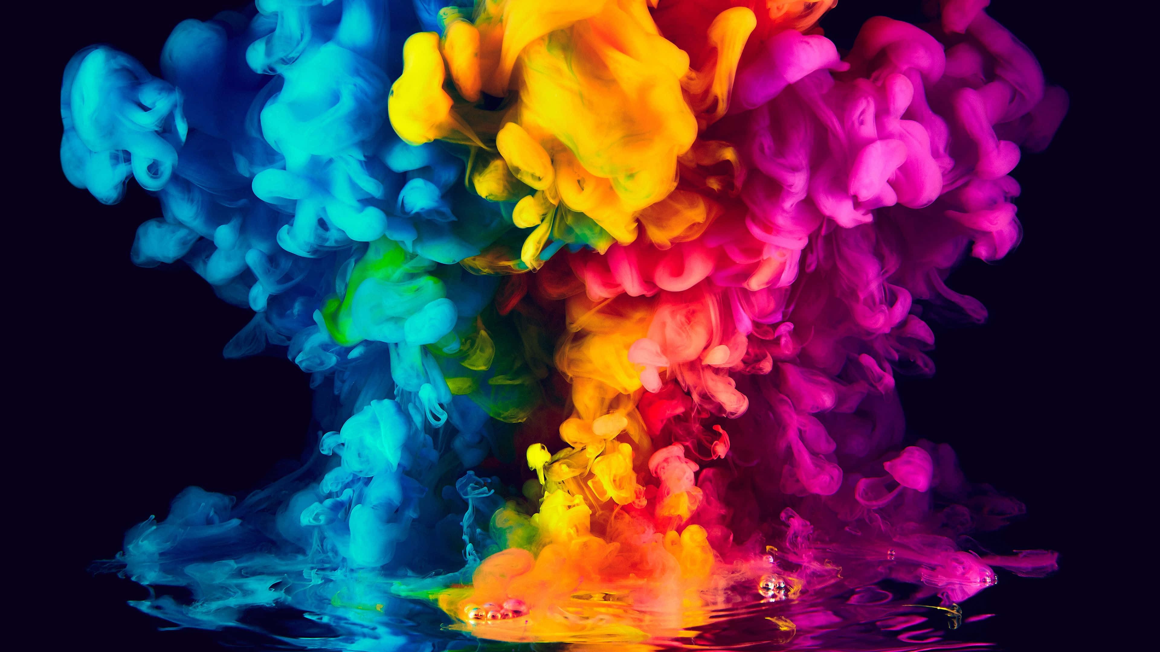 Colorful Smoke, rainbow ink clouds, swirling psychedelic patterns, 4K Desktop Wallpaper