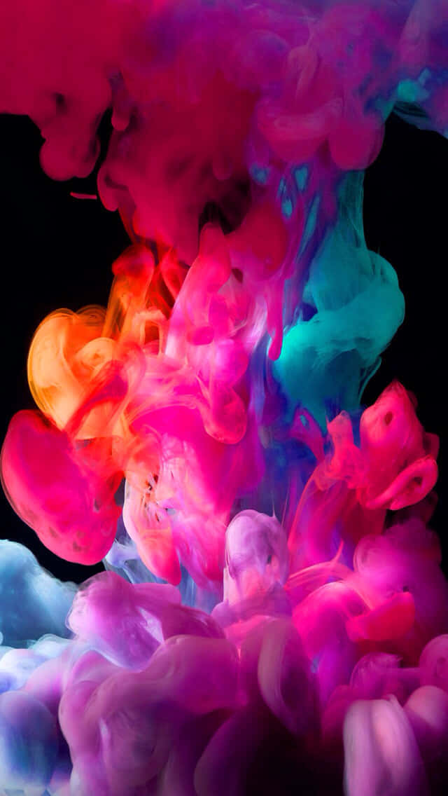 colorful smoke, neon inks, pitch black void, SD Phone Wallpaper