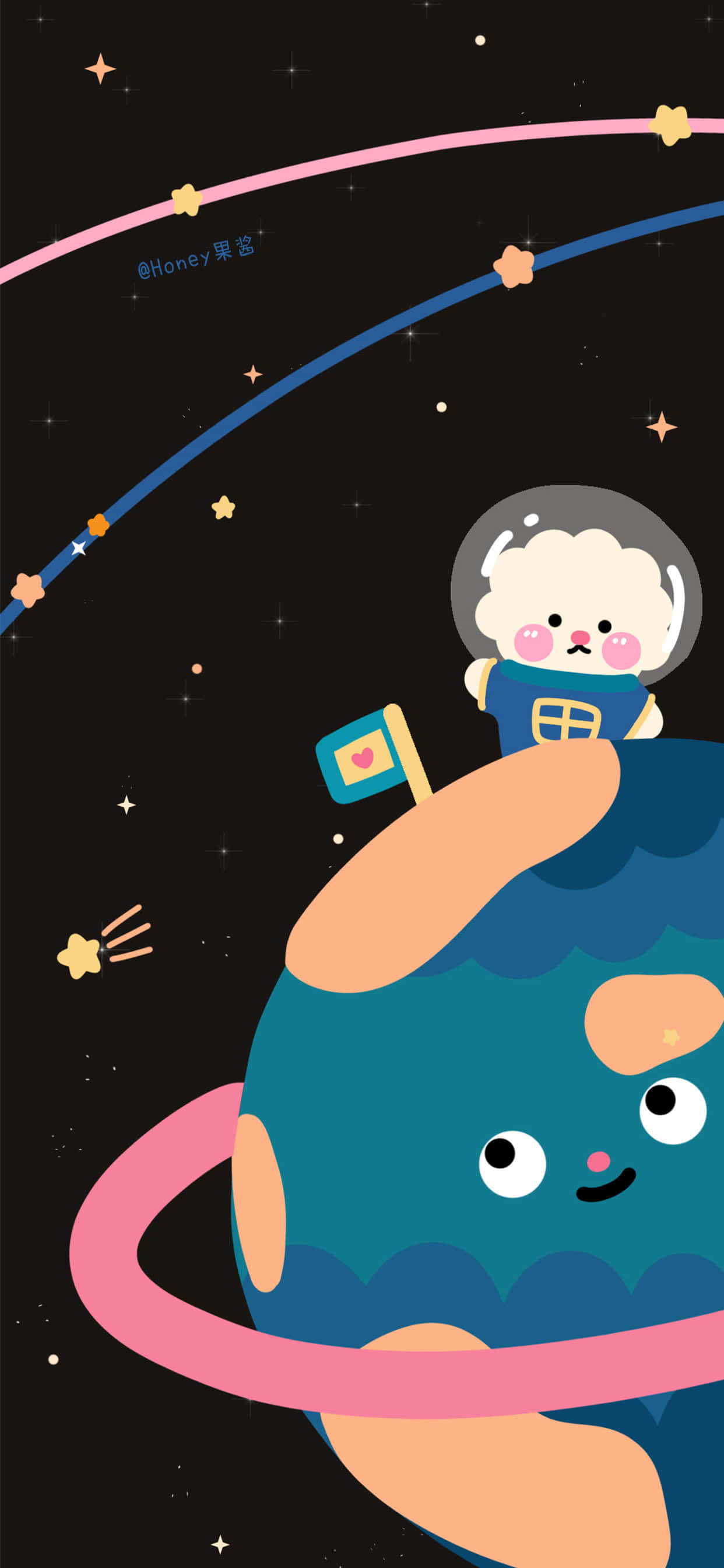 animated space, cute cartoon character, spacesuit, 2K Phone Wallpaper
