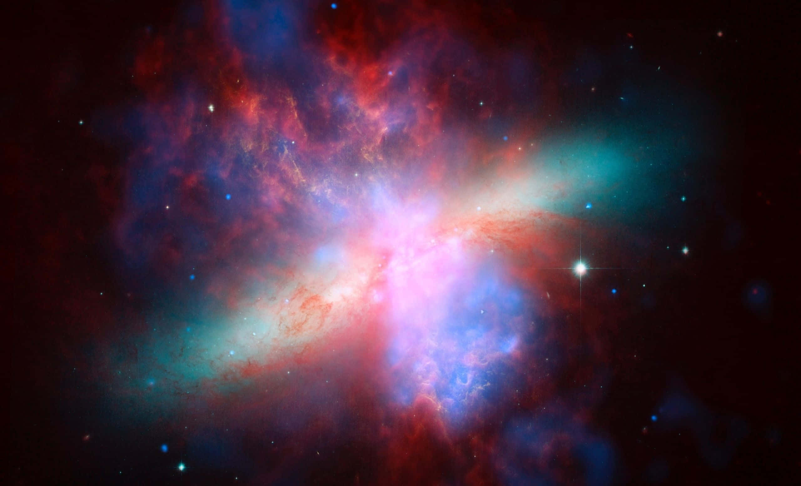 Colorful Space, nebula, red blue and pink gases, 2K Desktop Wallpaper