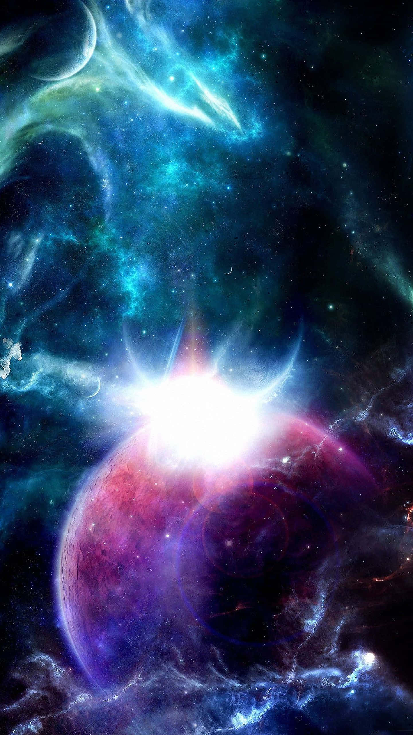 Colorful Space, cosmic explosion, swirling nebula, 2K Phone Wallpaper