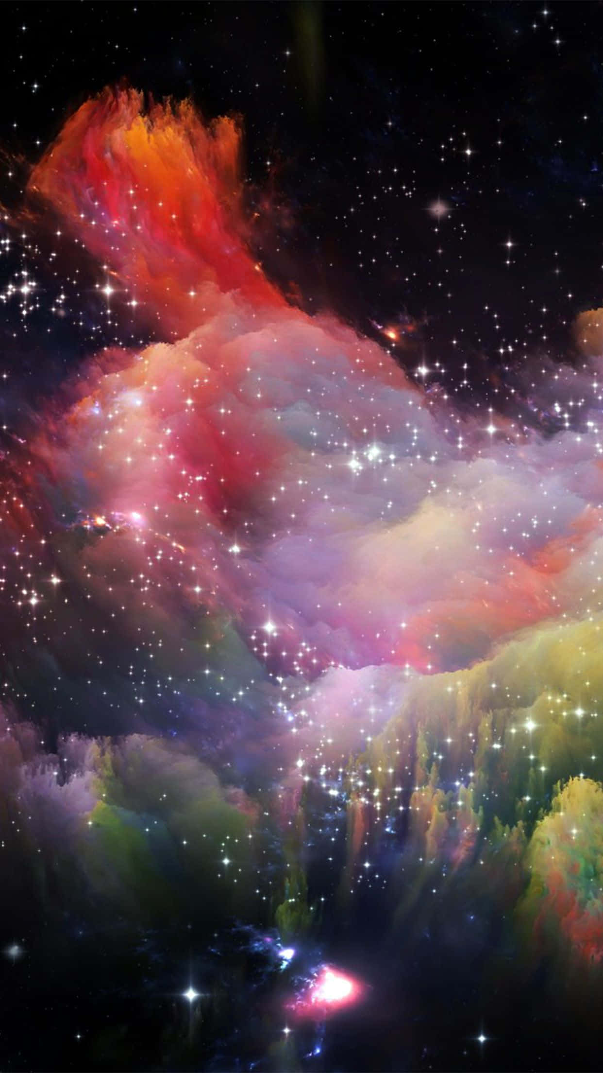 Colorful Space, nebula, fiery reds, Full HD Phone Wallpaper