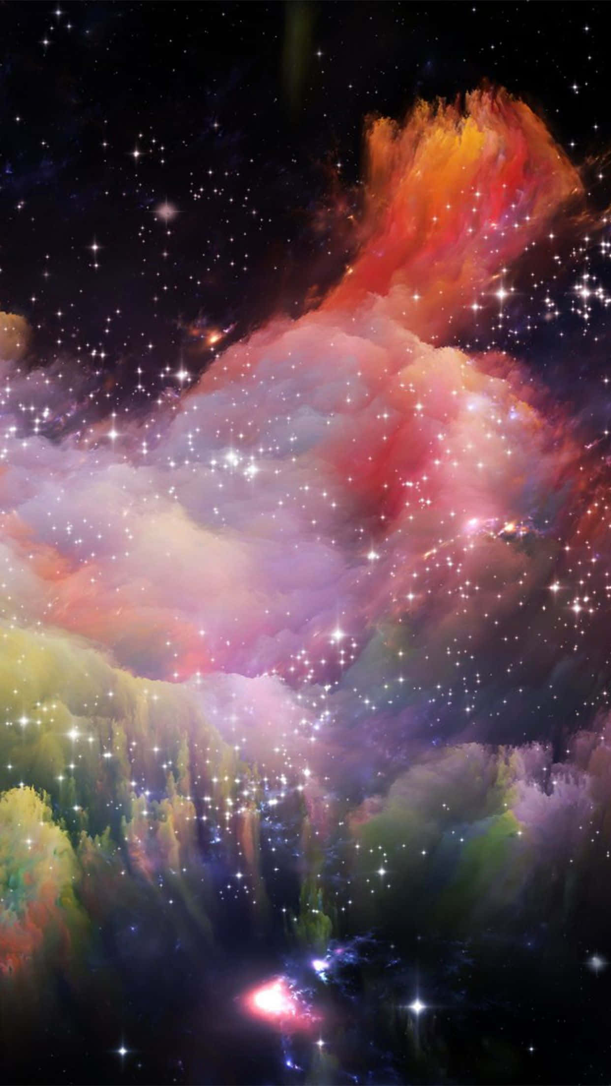 Colorful Space, cosmic nebula, fiery oranges, Full HD Phone Wallpaper
