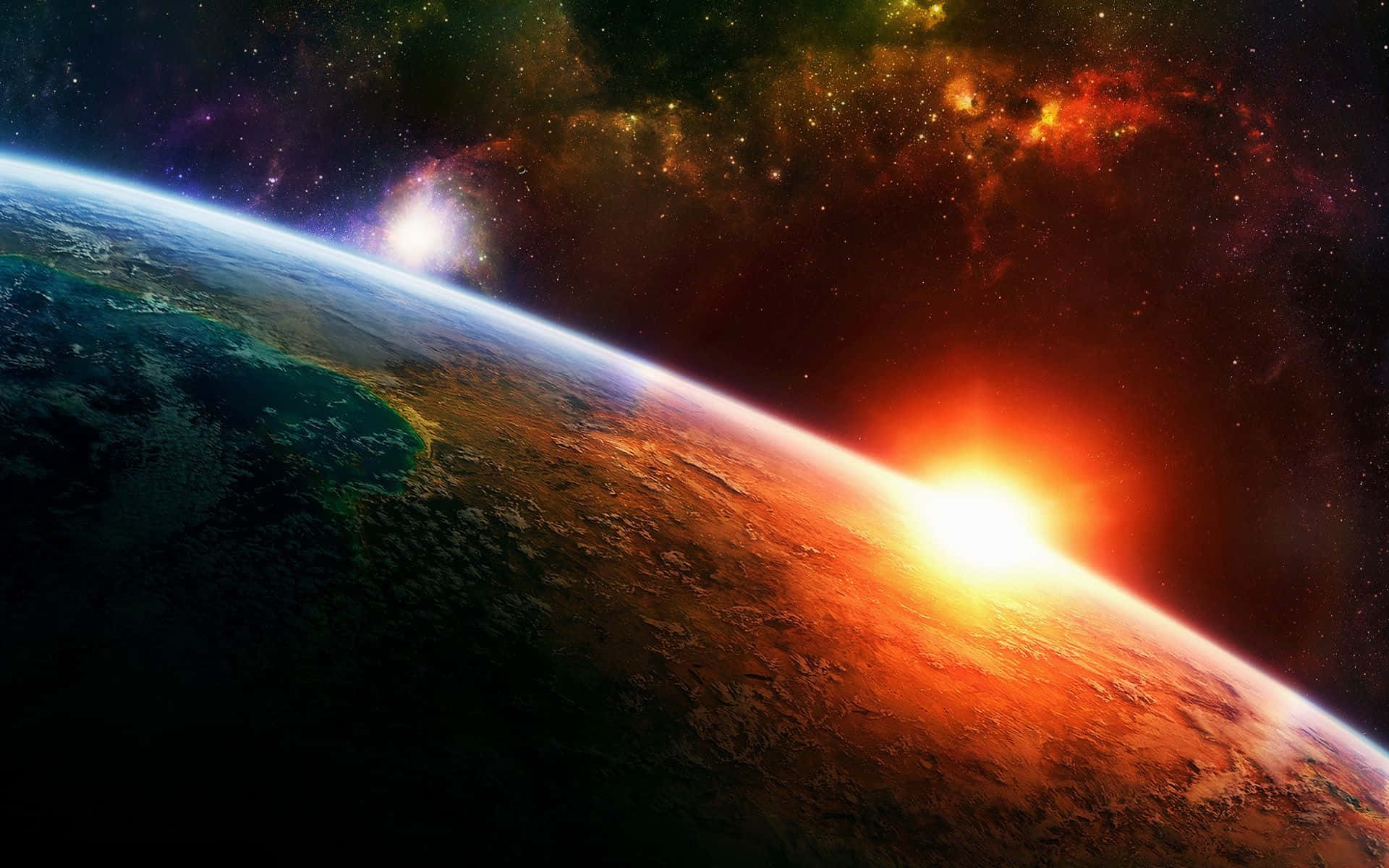 Colorful Space, Earth, sunrise, Full HD Desktop Wallpaper