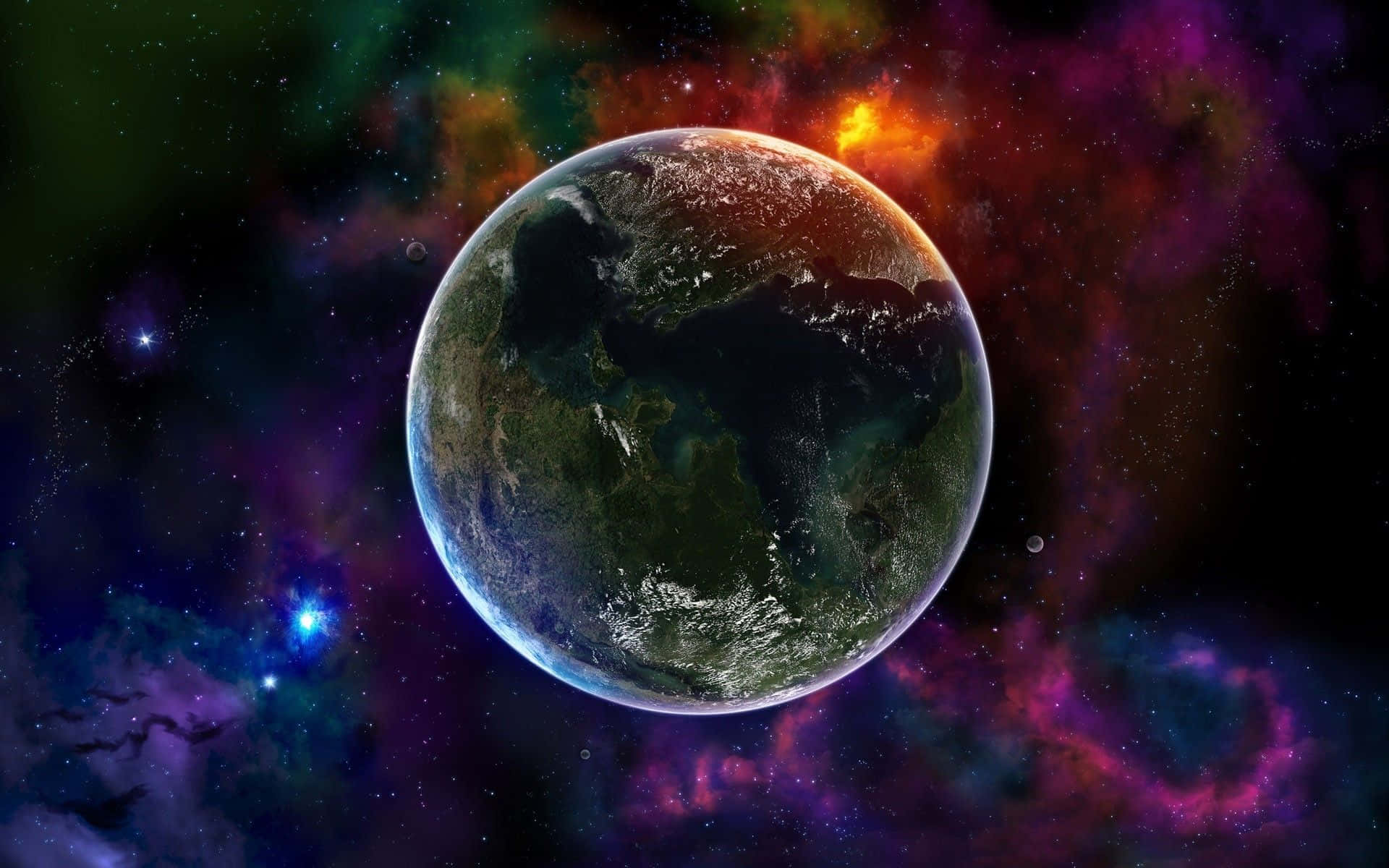Colorful Space, Earth, nebula, Full HD Desktop Wallpaper