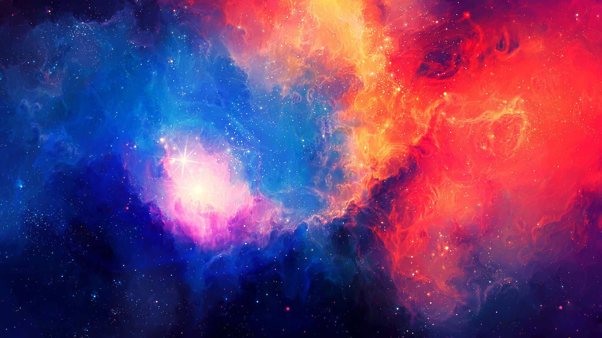 Colorful Space, cosmic nebula, fiery reds, Full HD Desktop Wallpaper