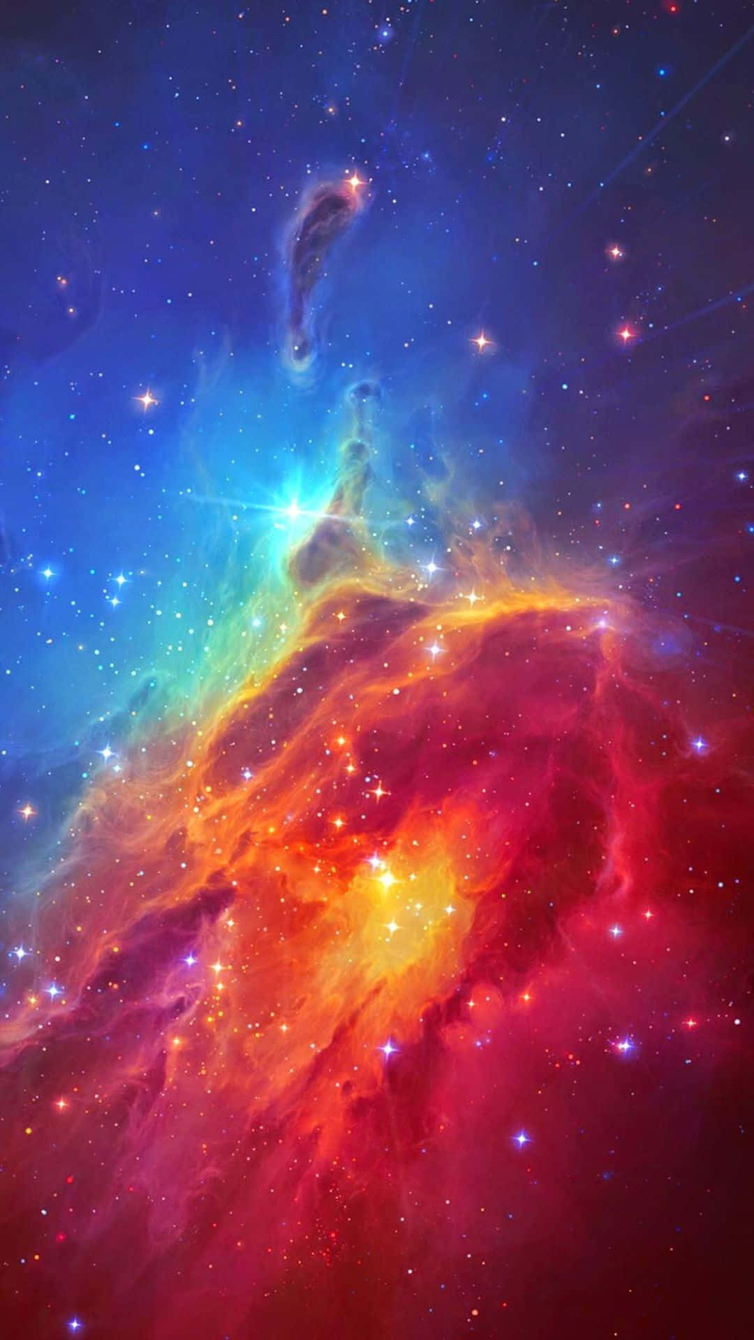 Colorful Space, cosmic nebula, fiery reds, Full HD Phone Wallpaper