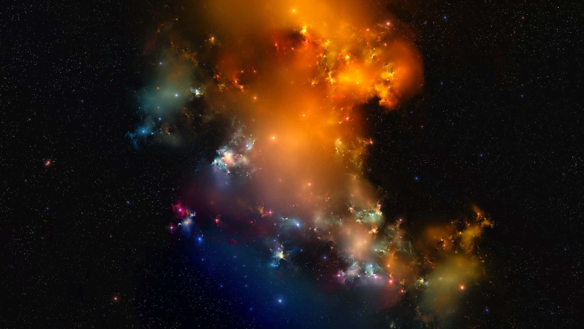 Colorful Space, nebula, fiery orange, Full HD Desktop Wallpaper
