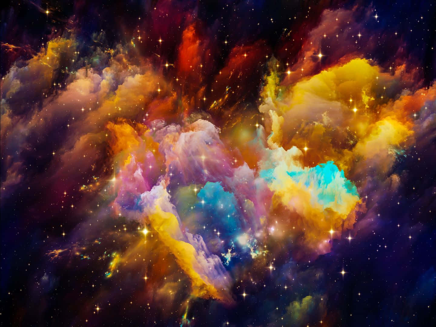 cosmic nebula, fiery oranges, pinks, HD Desktop Wallpaper