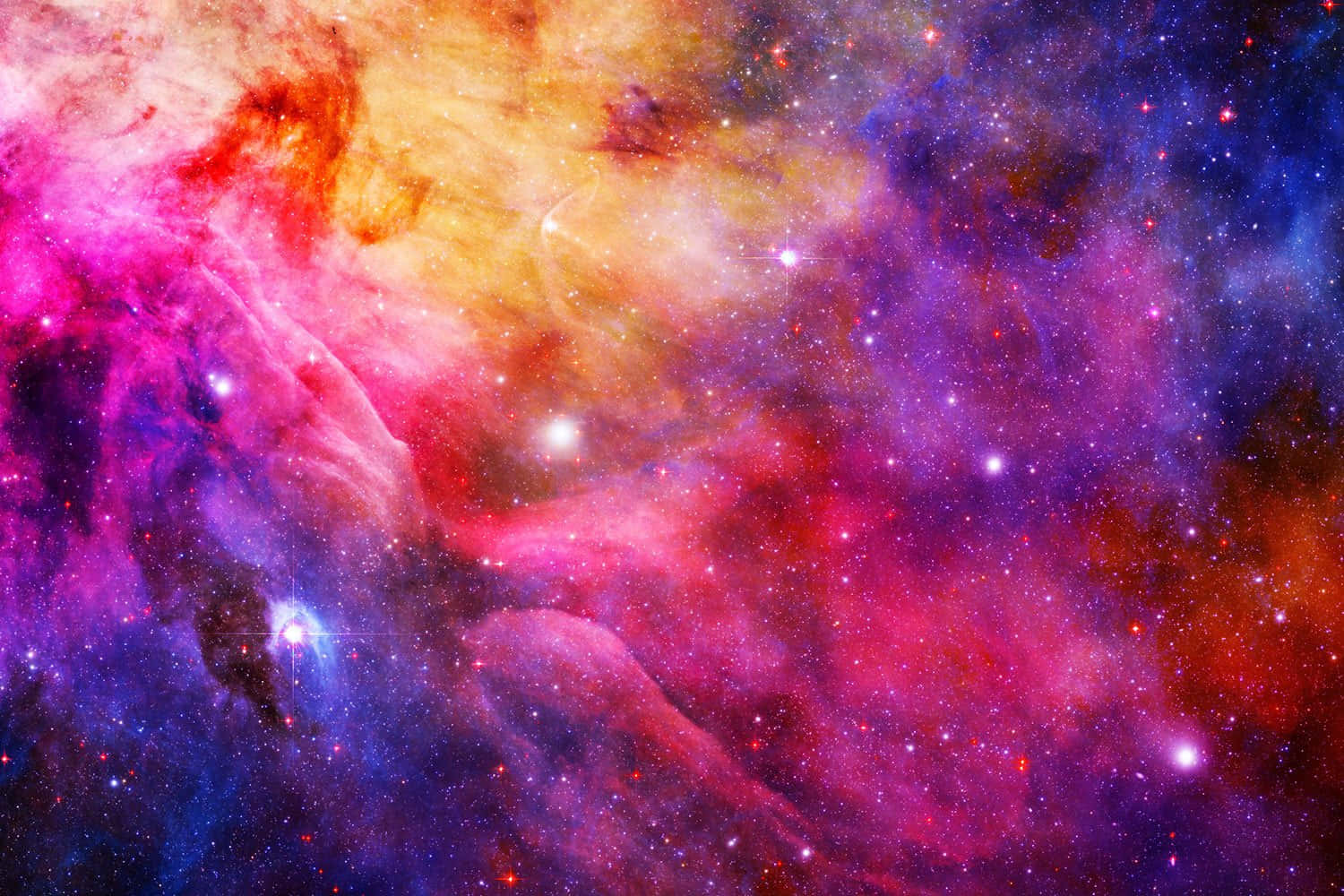Colorful Space, cosmic nebula, fiery pinks purples and golds, HD Desktop Wallpaper
