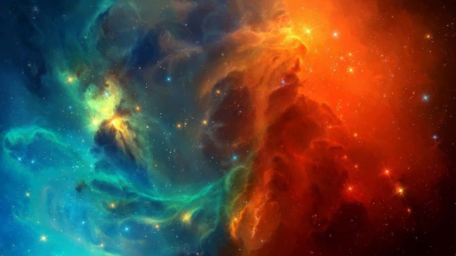 Colorful Space, cosmic nebula, fiery orange, HD Desktop Wallpaper