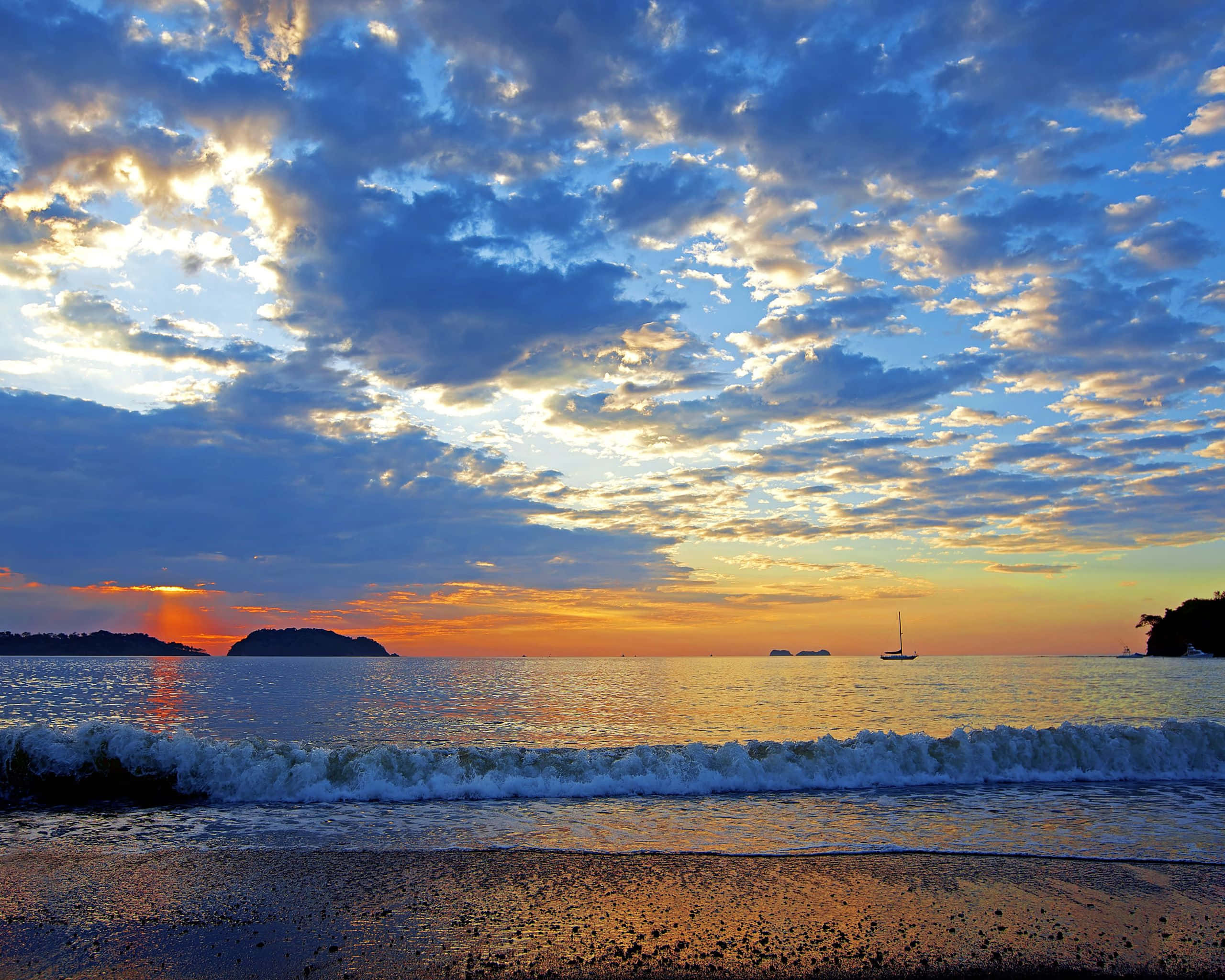 Colorful Sunset, sunset, calm waters, 2K Desktop Wallpaper