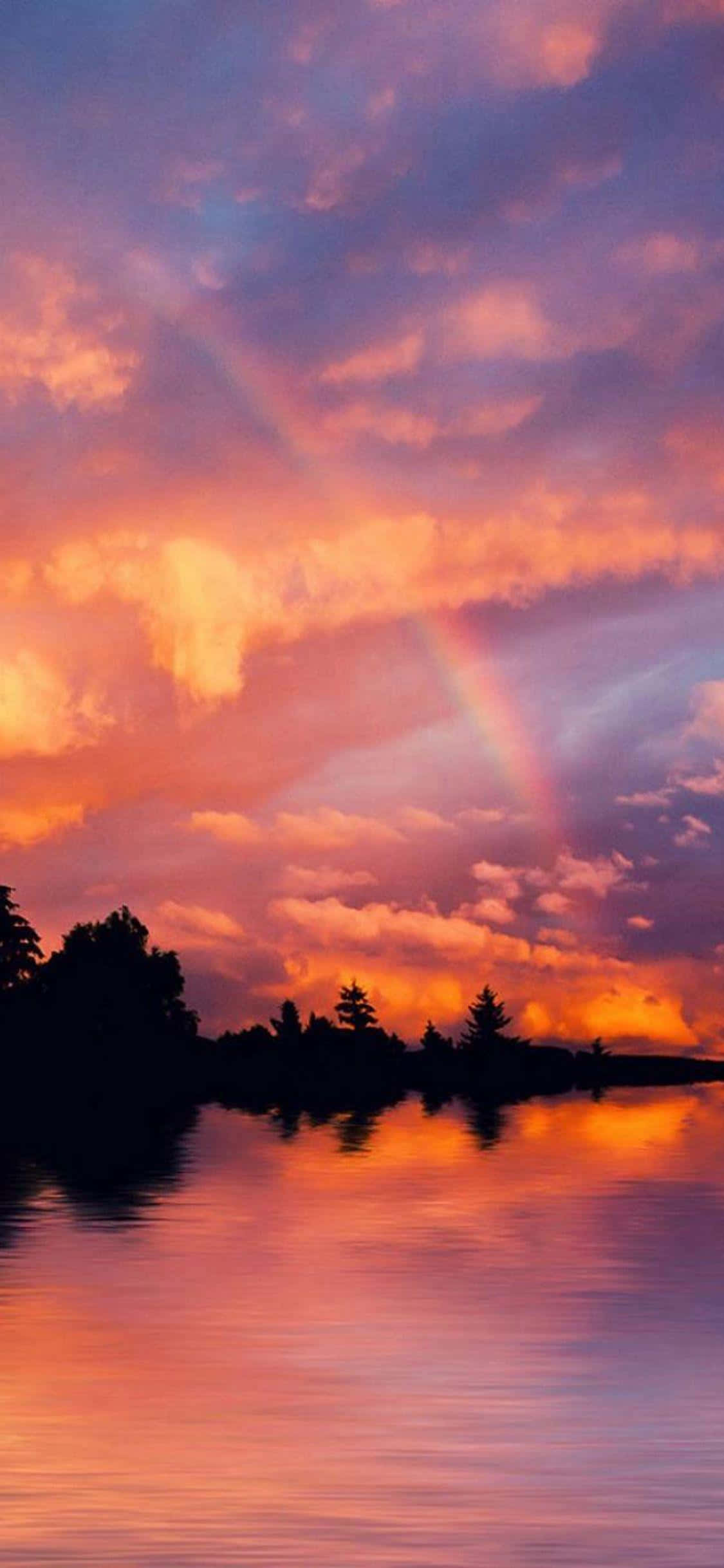 colorful sunset, rainbow, fiery orange, Full HD Phone Wallpaper