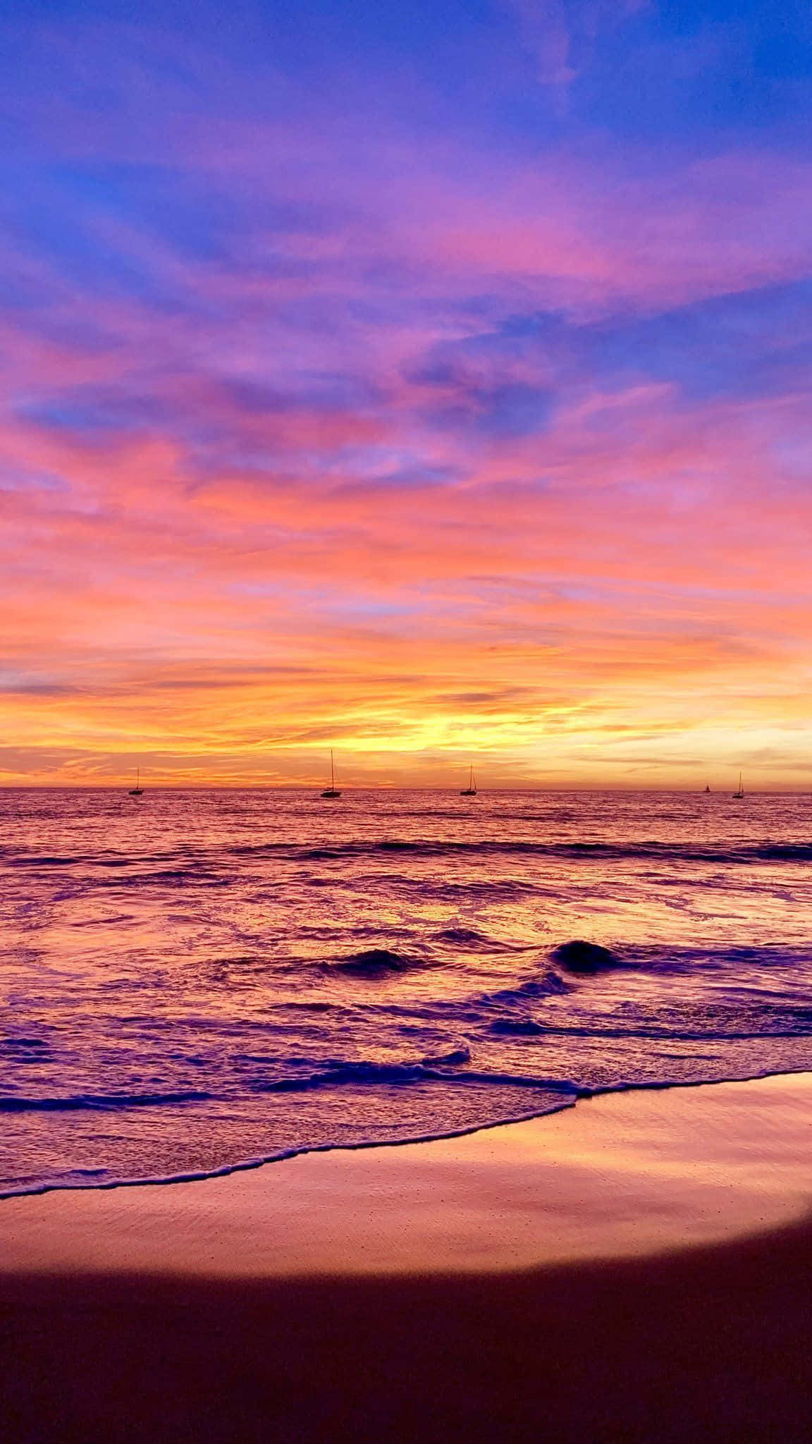 Colorful Sunset, beach, ocean, Full HD Phone Wallpaper