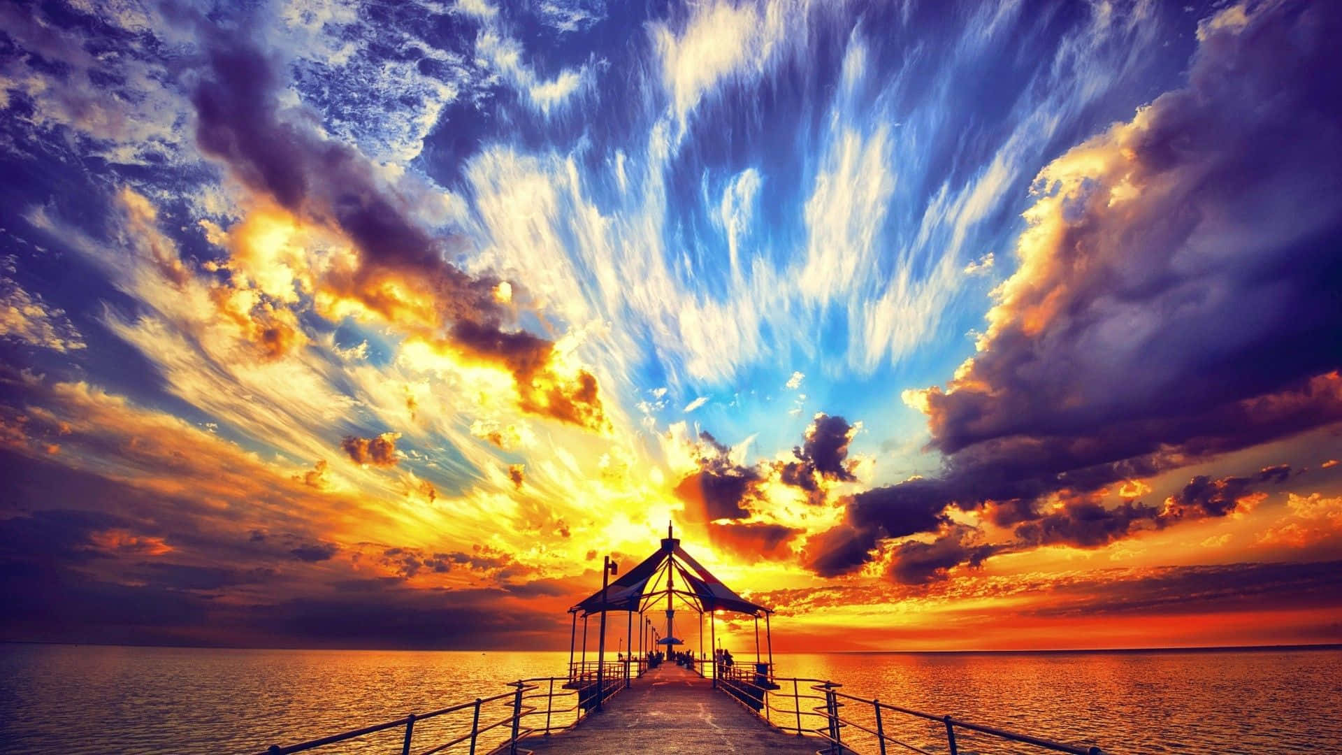 Colorful Sunset, sunset, water, Full HD Desktop Wallpaper