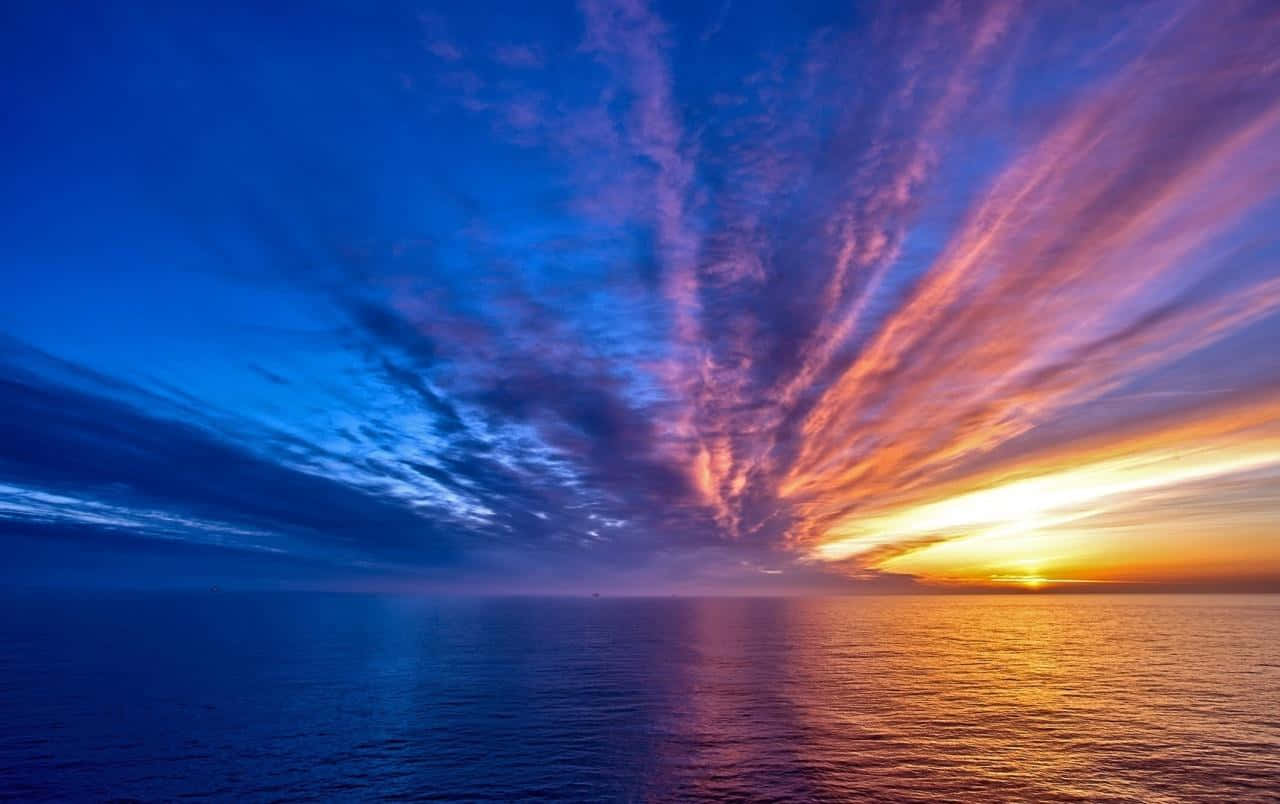 Colorful Sunset, ocean, vibrant orange, HD Desktop Wallpaper