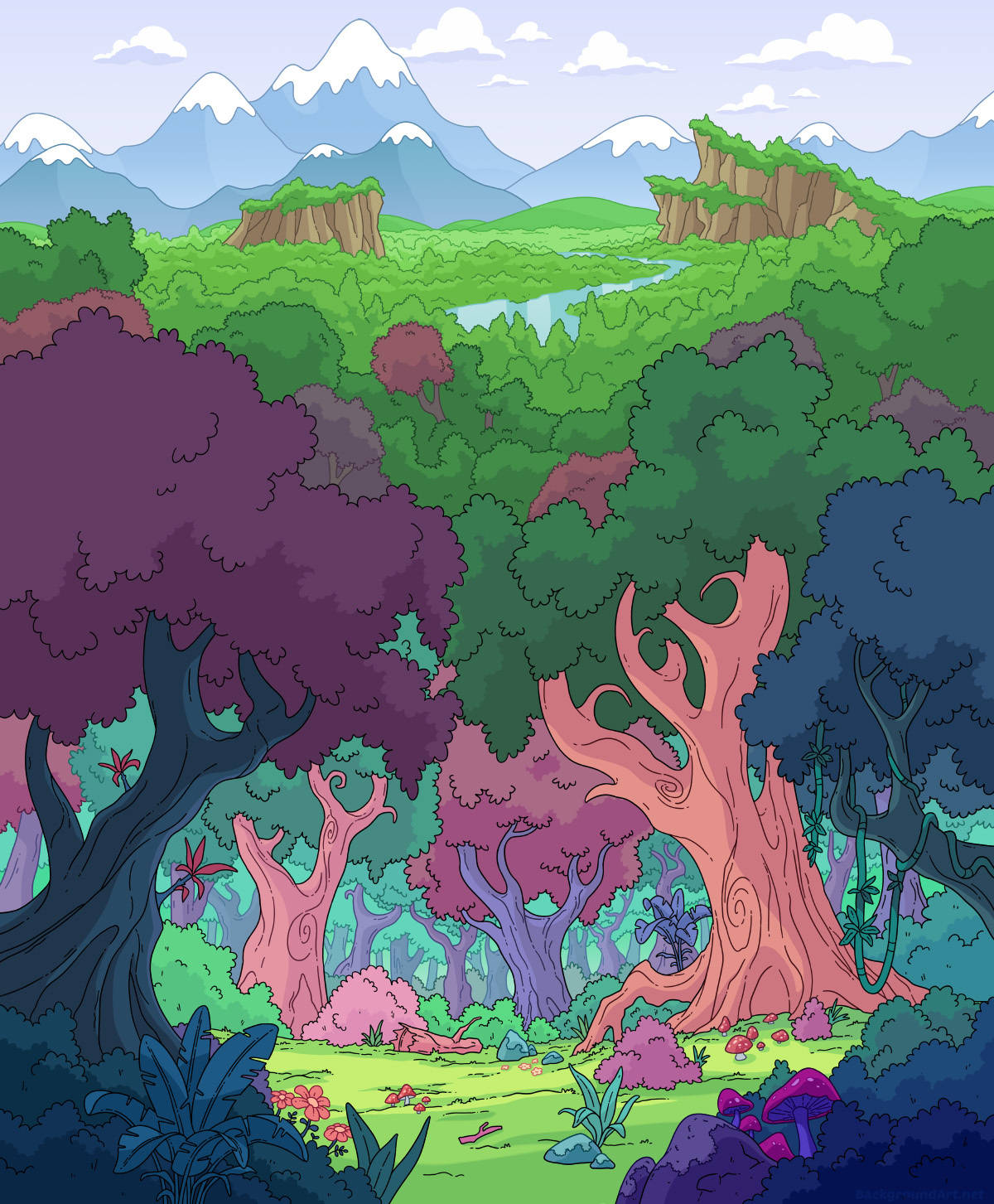 enchanted forest, colorful trees, twisted trees, HD Phone Wallpaper