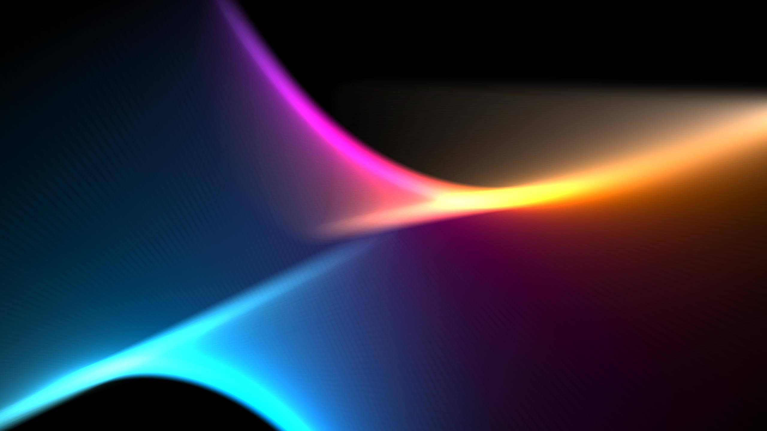 neon light waves, dark background, smooth abstract motion, 2K Desktop Wallpaper