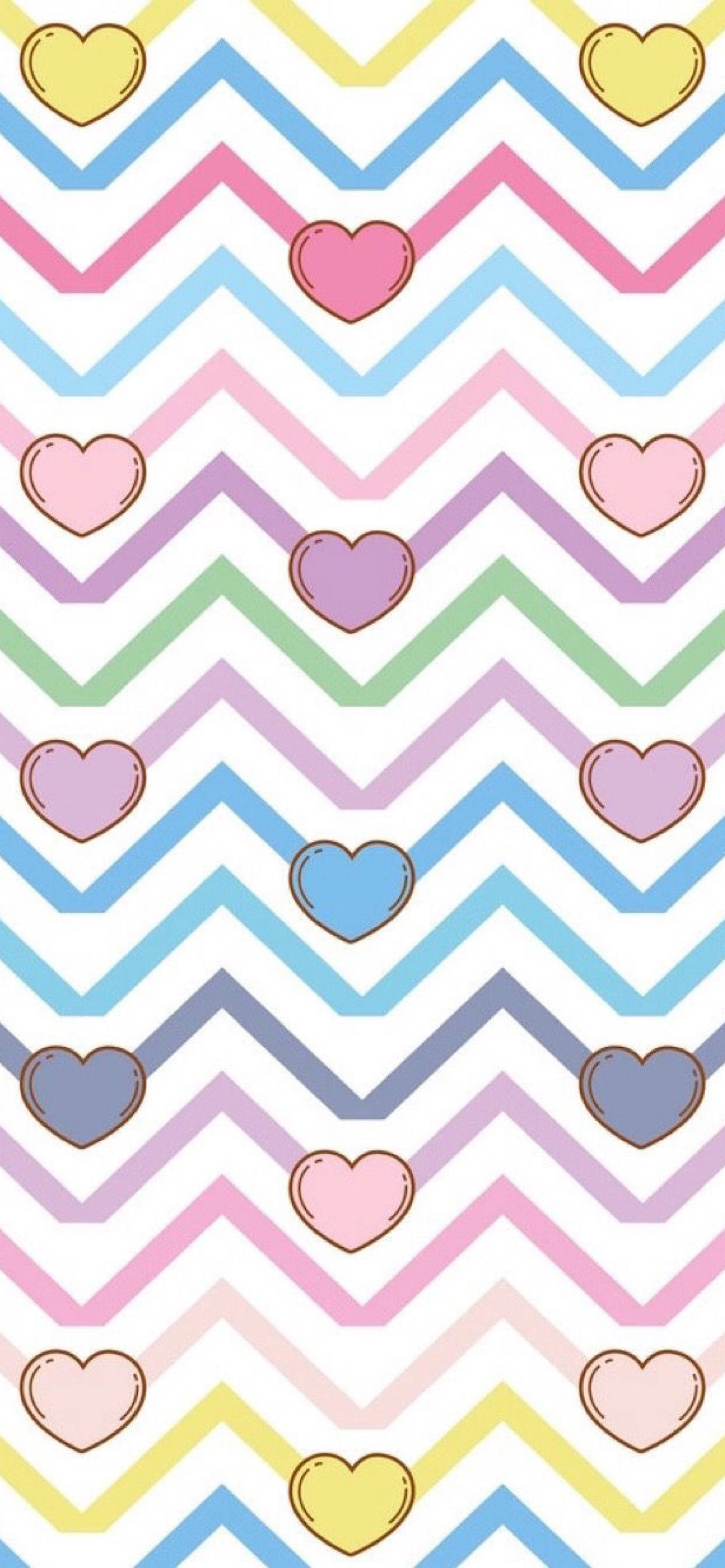 hearts, chevron, pastel colors, 2K Phone Wallpaper