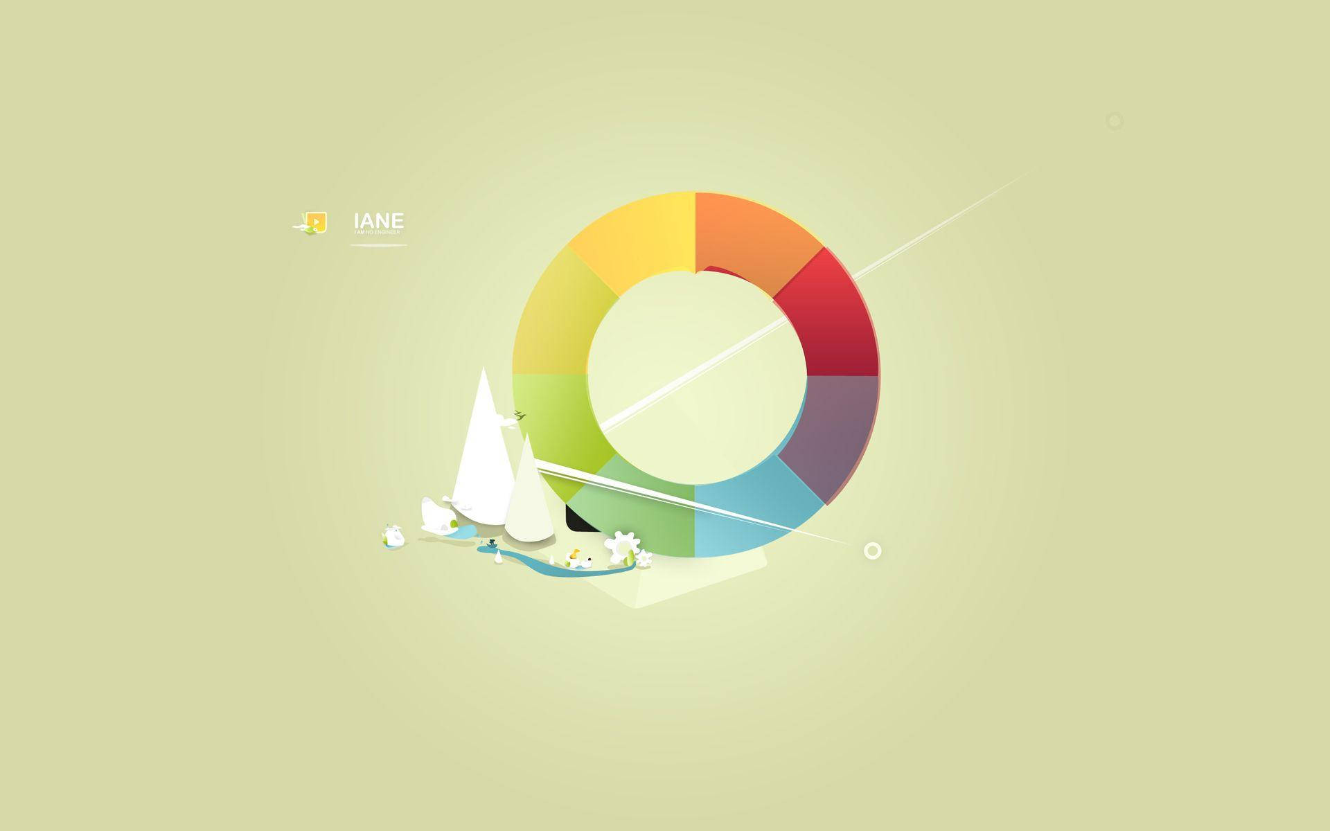 color wheel, sailboat, flowers, Full HD Desktop Wallpaper