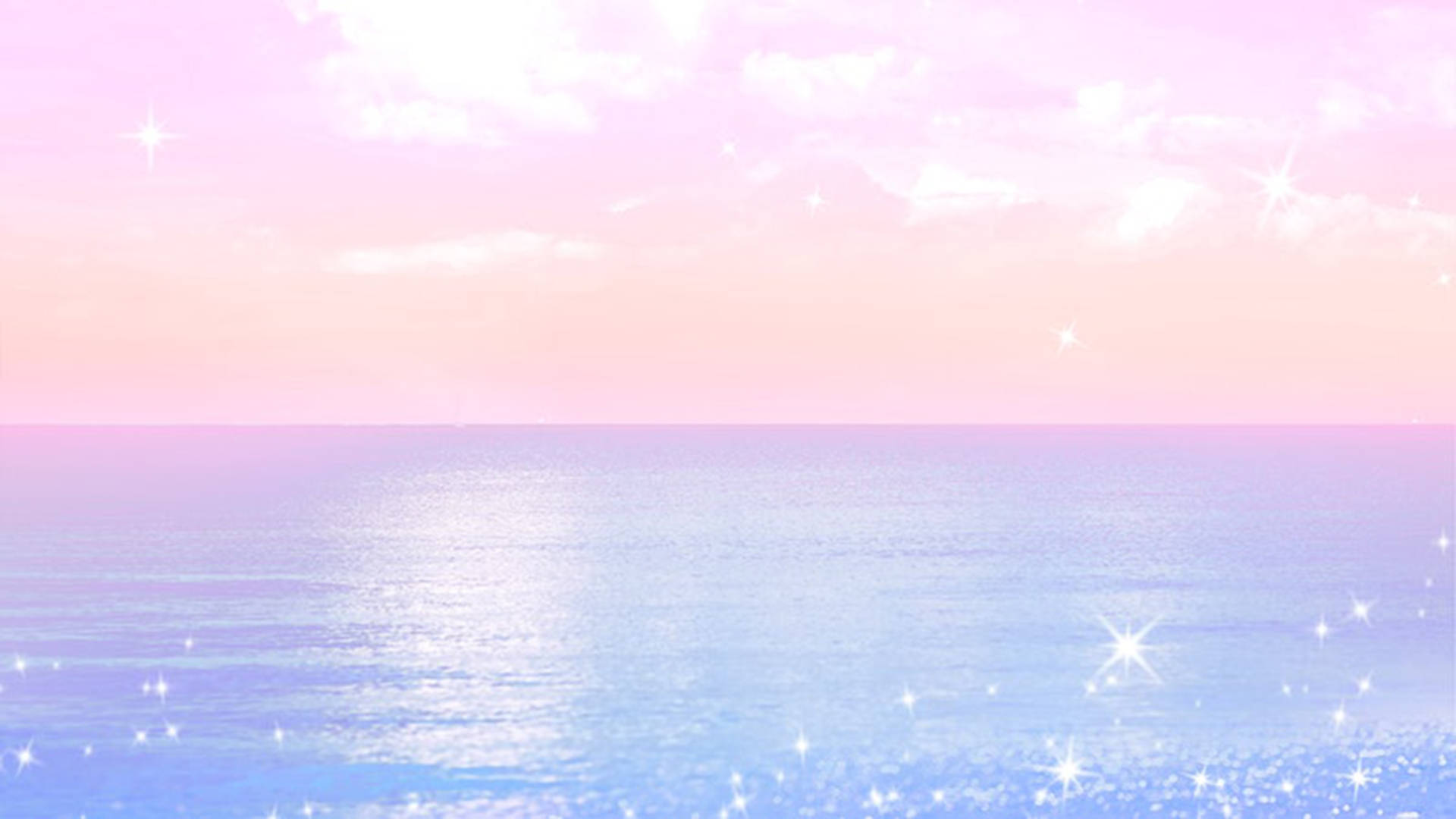 pastel ocean, soft pink sky, sparkling stars, Full HD Desktop Wallpaper