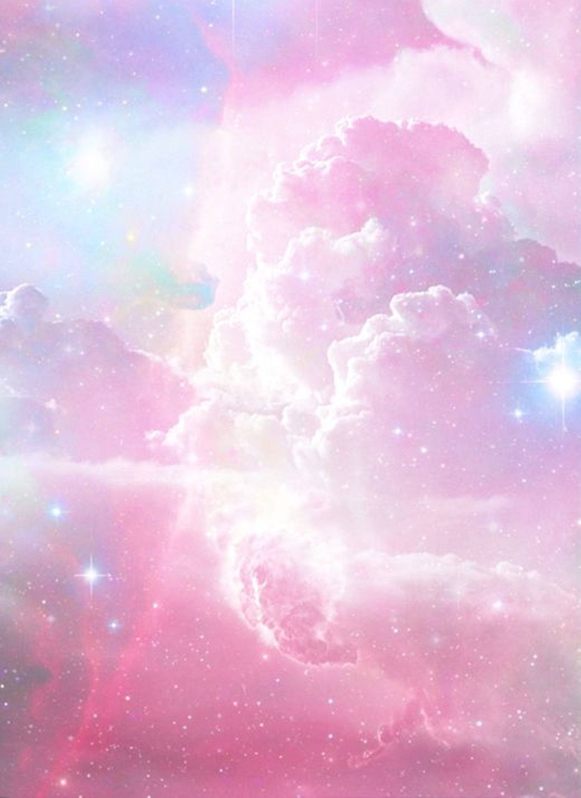 pastel colors, sparkly clouds, pink clouds, 2K Phone Wallpaper