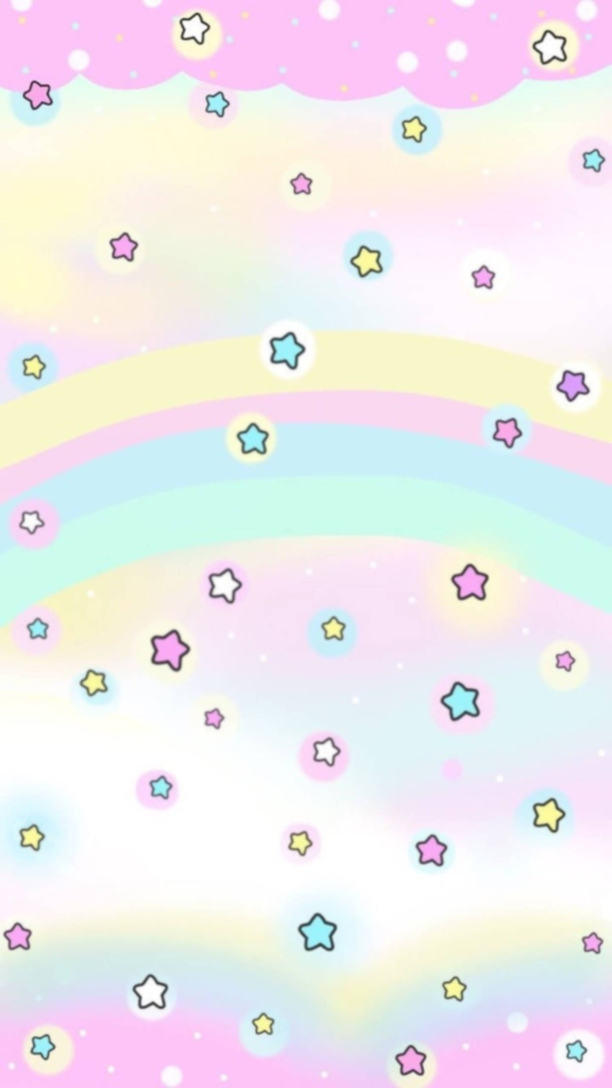 pastel rainbow, dreamy sky, colorful stars, Full HD Phone Wallpaper