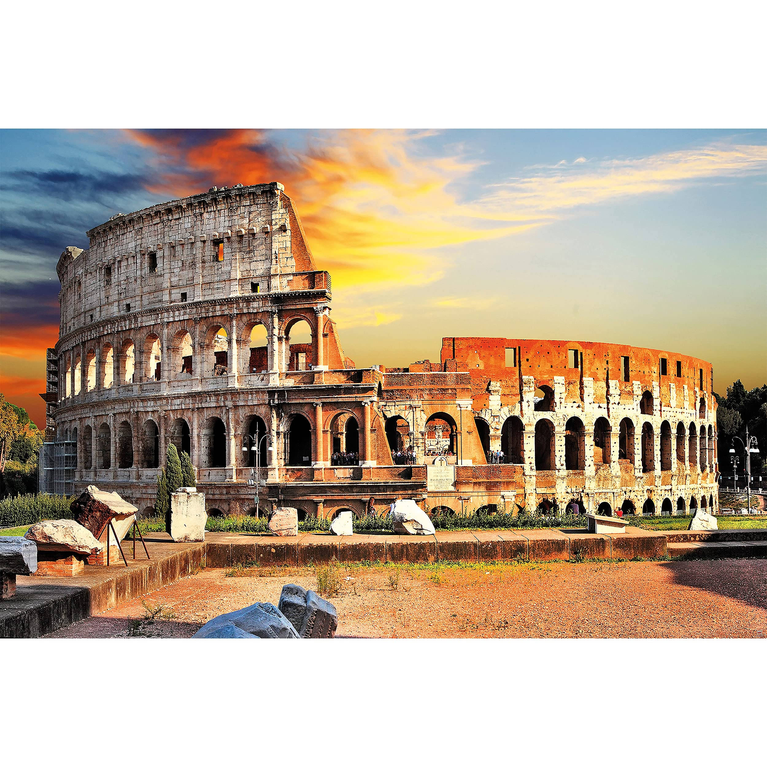 Colosseum, sunset sky, warm orange clouds, Full HD Desktop Wallpaper