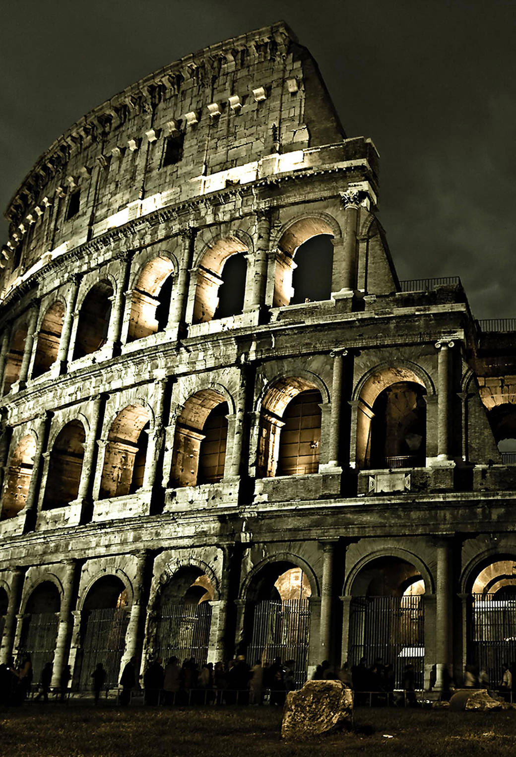 Colosseum, night, warm lights, HD Phone Wallpaper