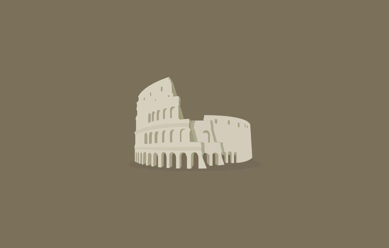 Colosseum, beige, solid brown background, HD Desktop Wallpaper