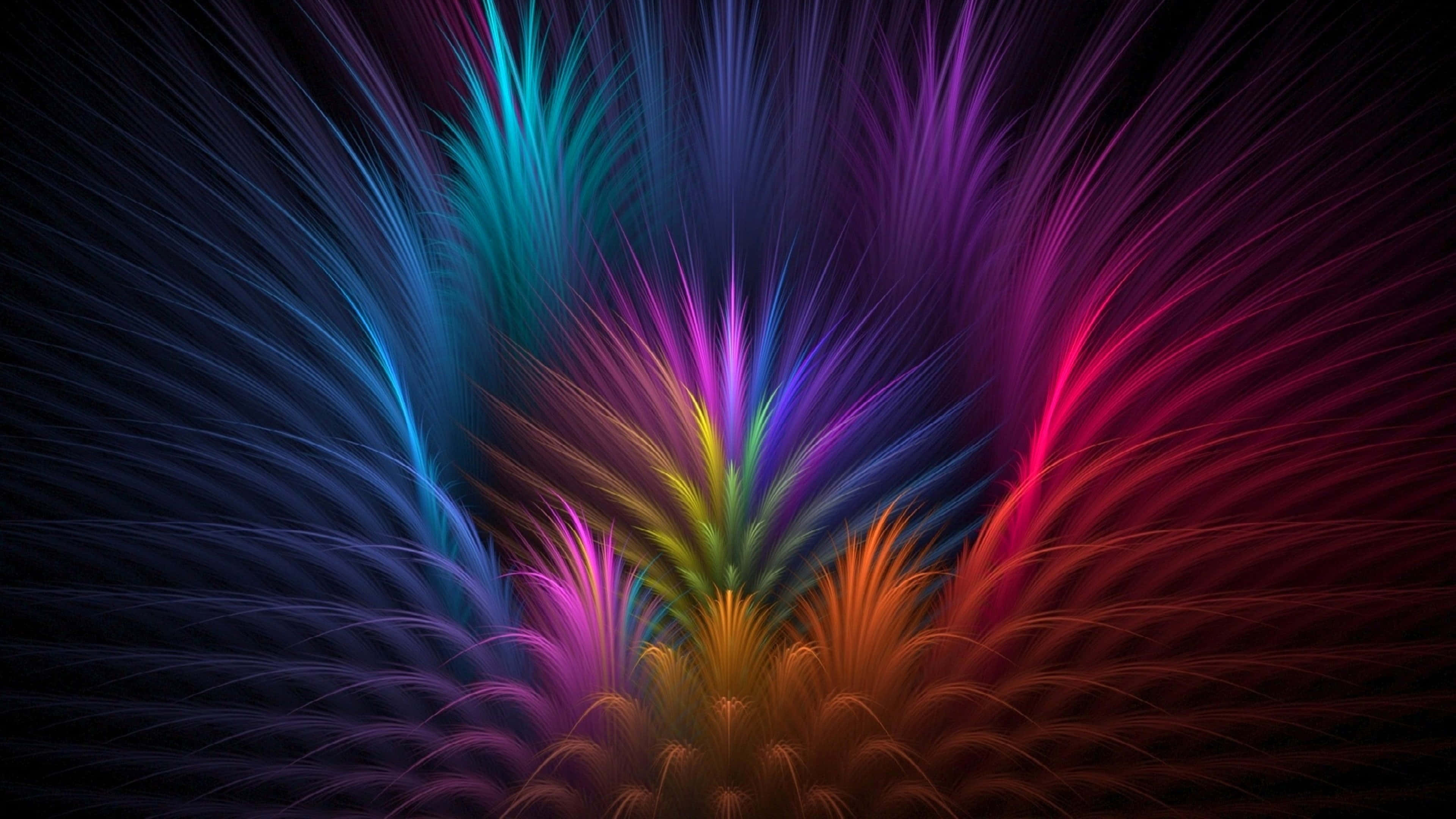 fractal tendrils, central point, black void, 4K Desktop Wallpaper