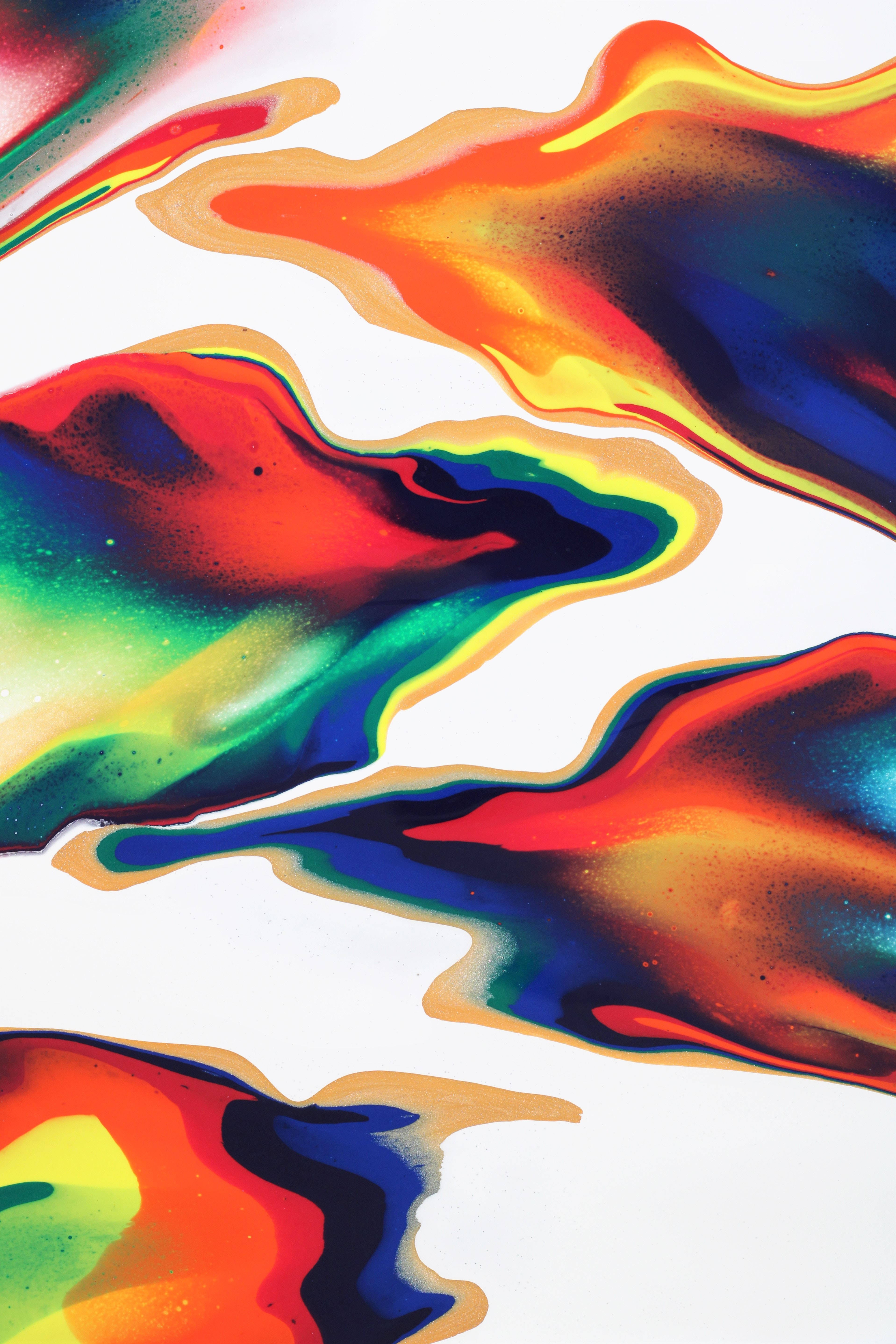 abstract paint smudges, vibrant swirling colors, red orange yellow green blue, 5K Phone Wallpaper