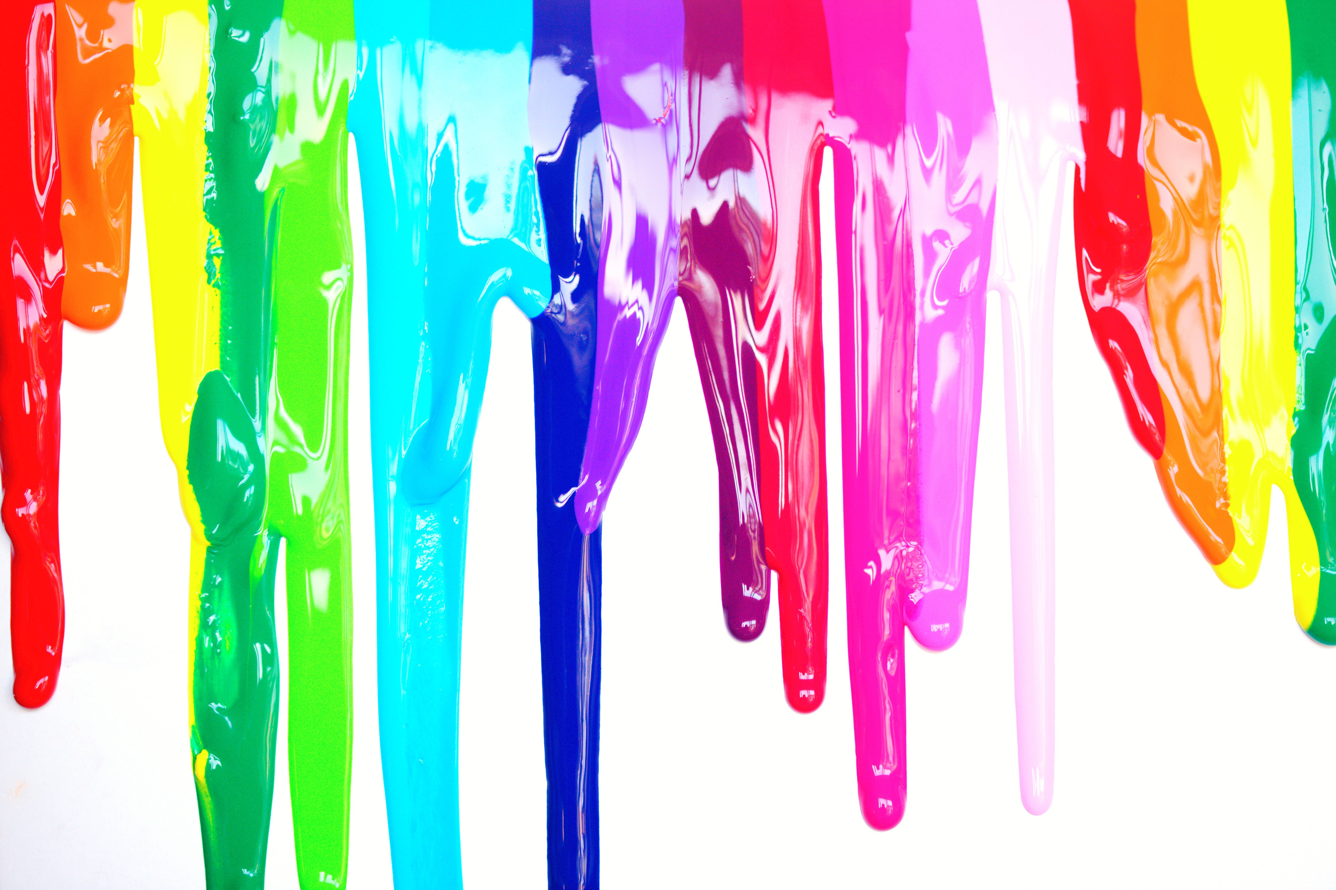 rainbow paint, colorful background, glossy, 5K Desktop Wallpaper