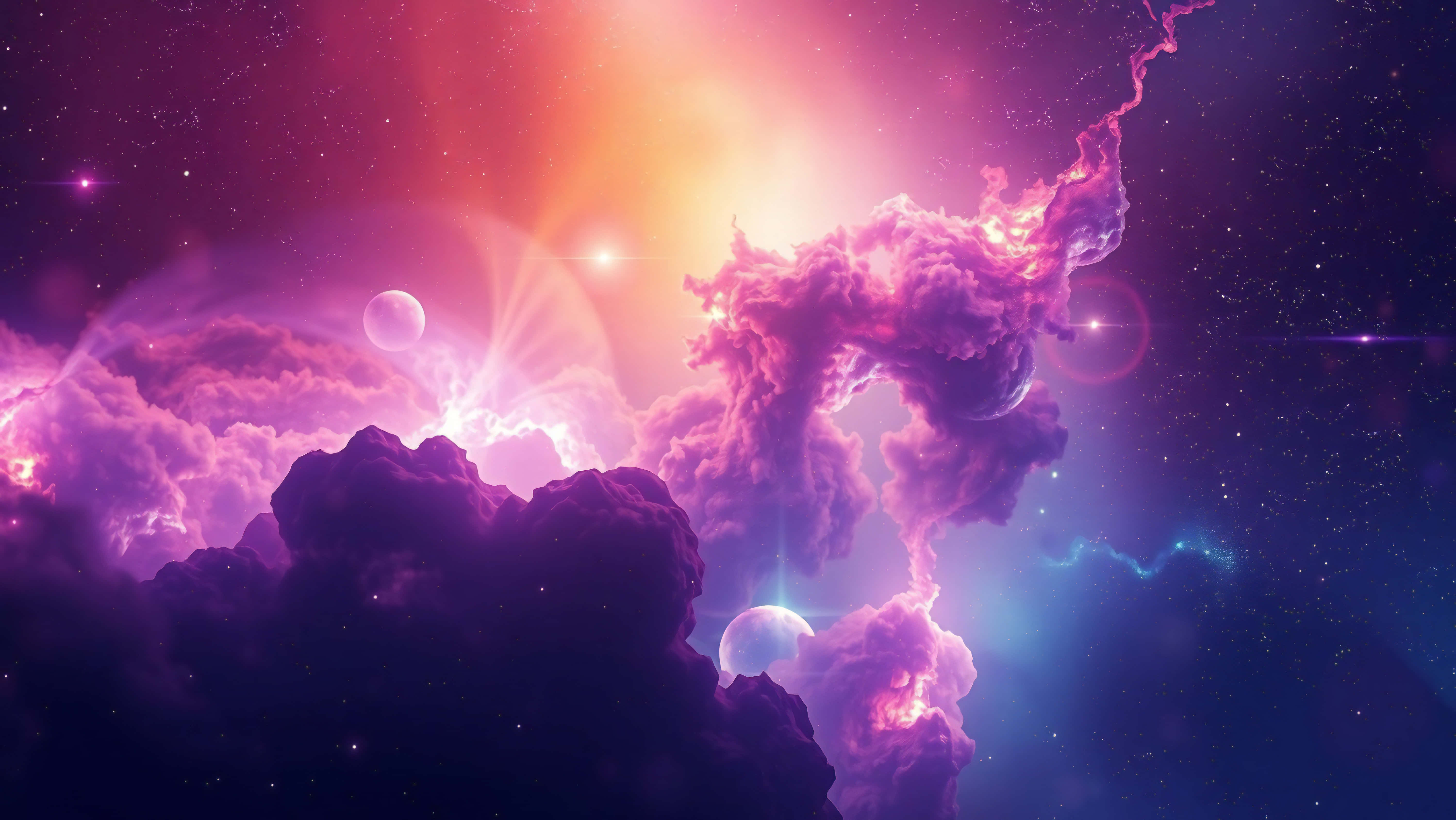 magenta, violet, orange, 5K Desktop Wallpaper