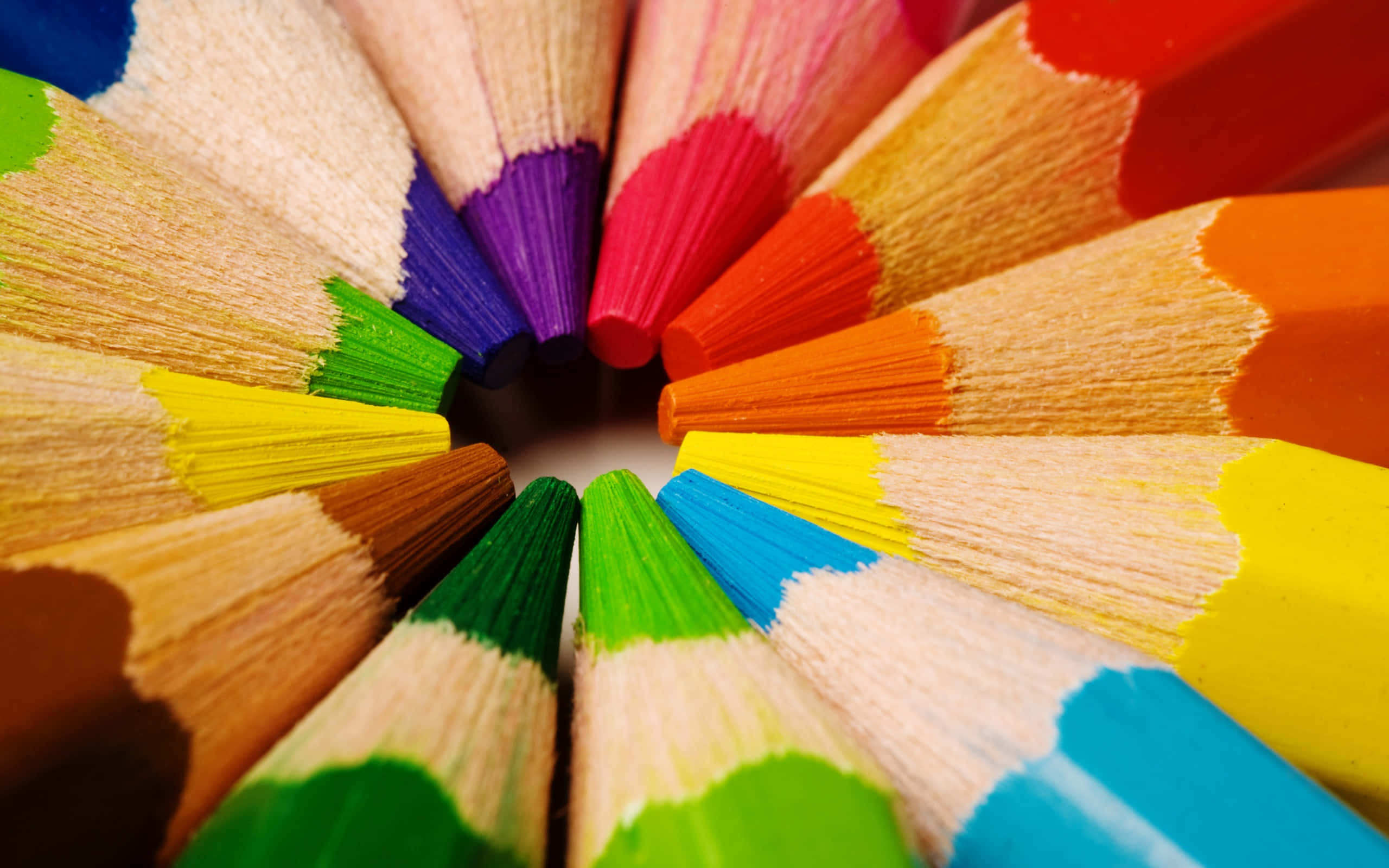 Colourful Pencils, vibrant colored pencils, radial burst, 2K Desktop Wallpaper