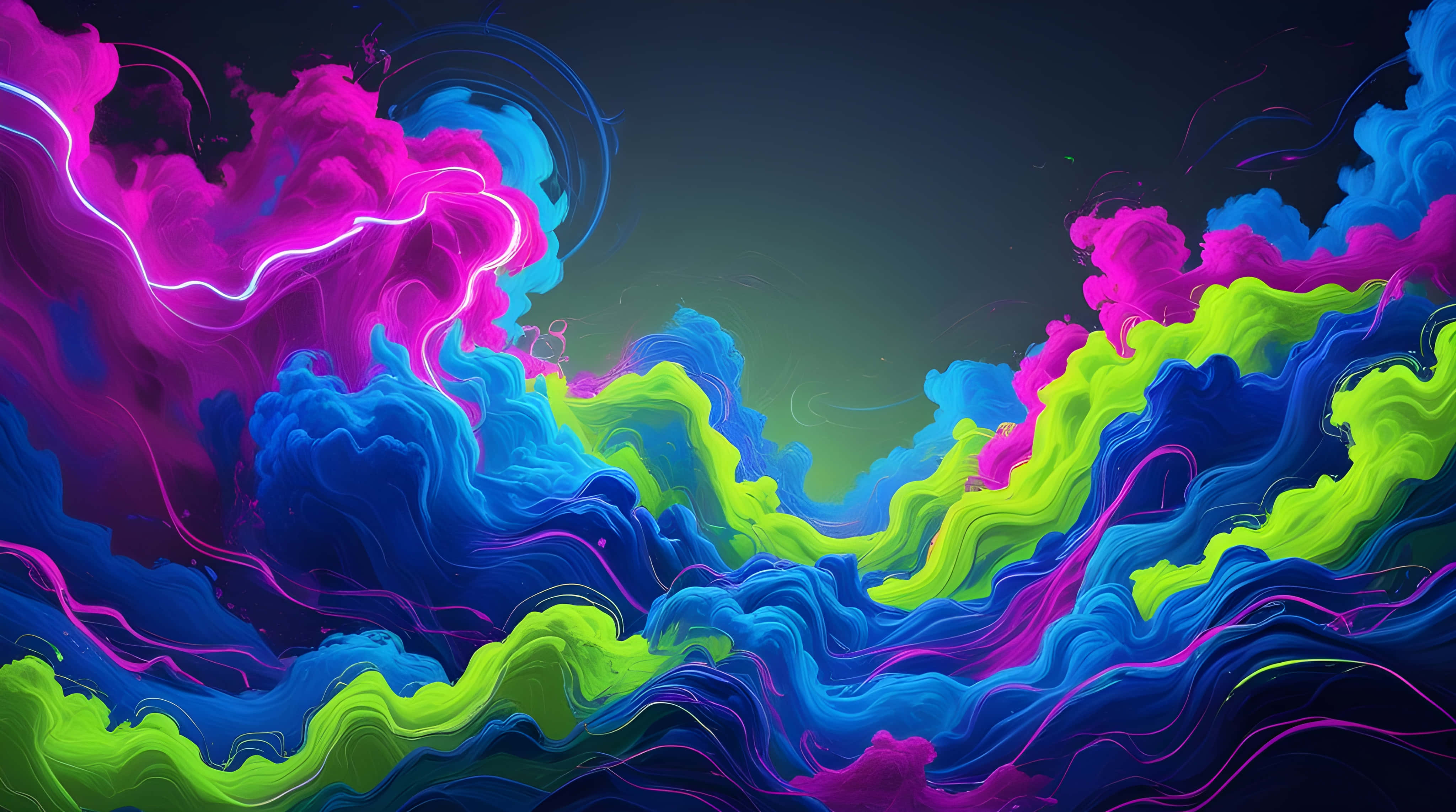 neon clouds, magenta, cyan, 4K Desktop Wallpaper