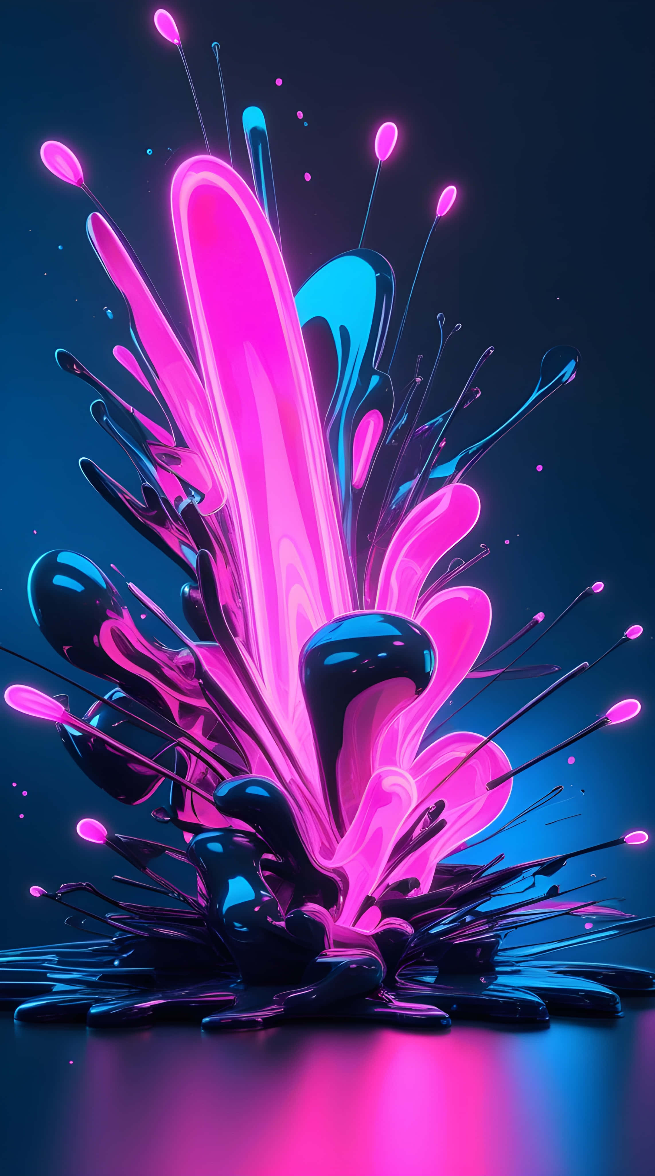 neon pink, cyan, dark blue, 4K Phone Wallpaper