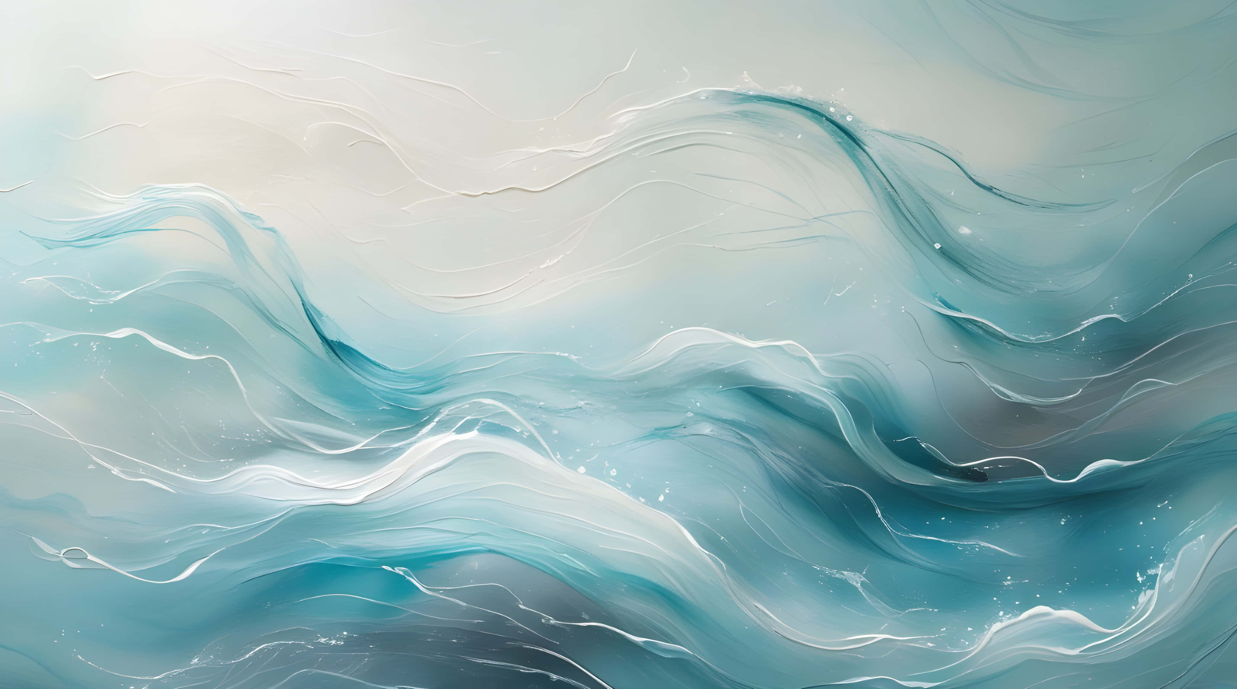 teal, cream, fluid swirls, 4K Desktop Wallpaper