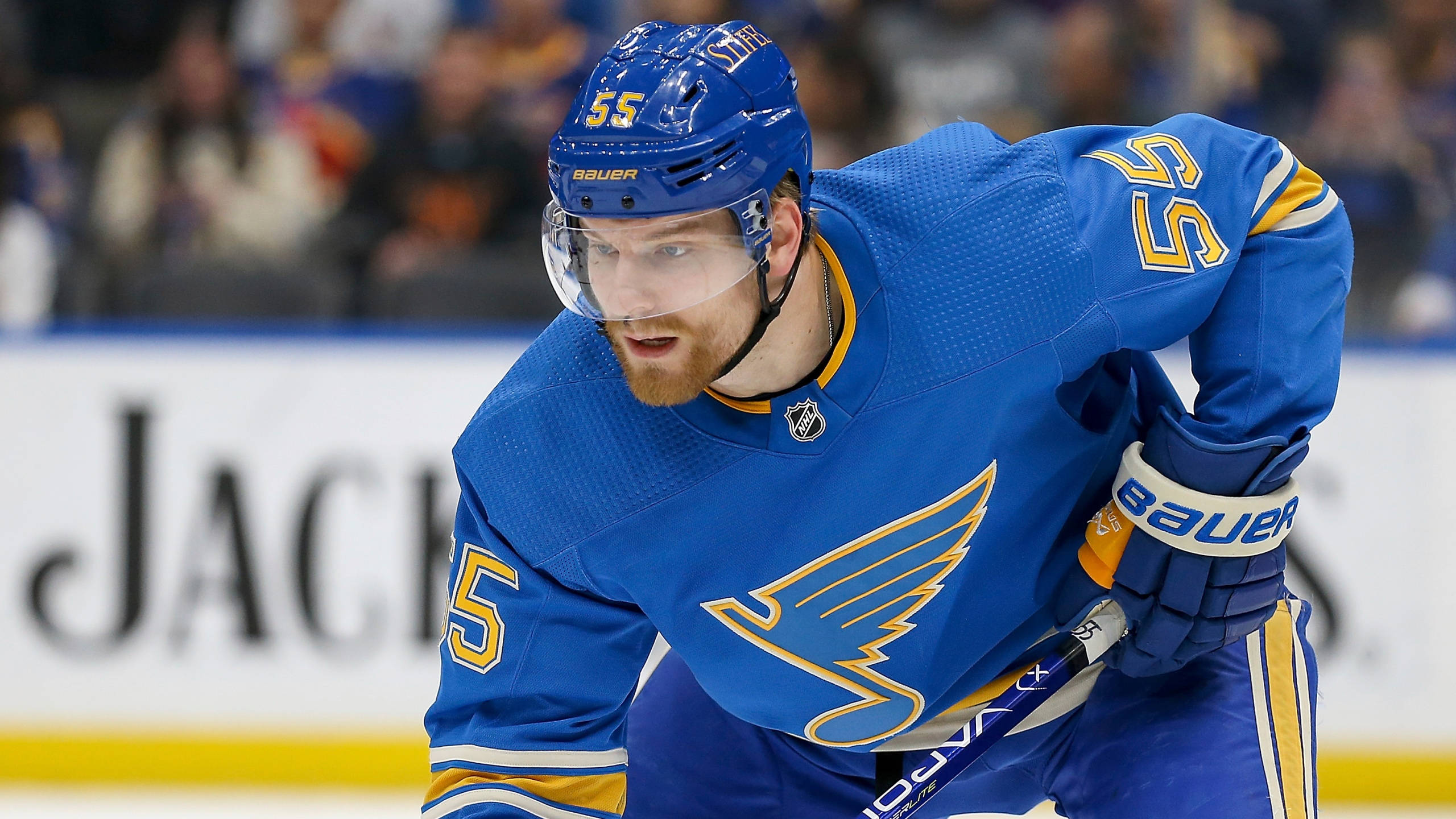 Colton Parayko, blue and gold uniform, ice, 2K Desktop Wallpaper