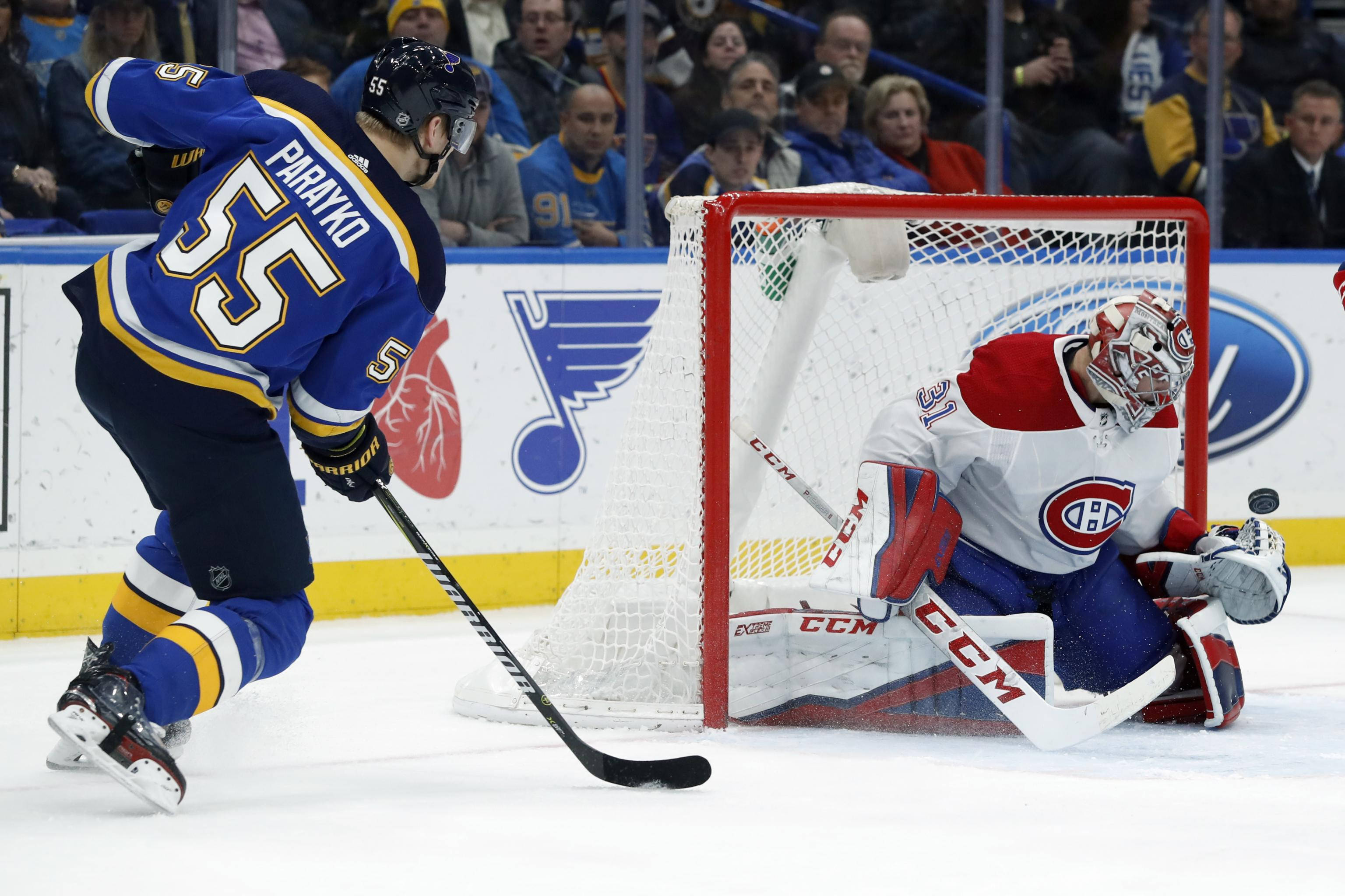 Colton Parayko, goalie, puck, 2K Desktop Wallpaper