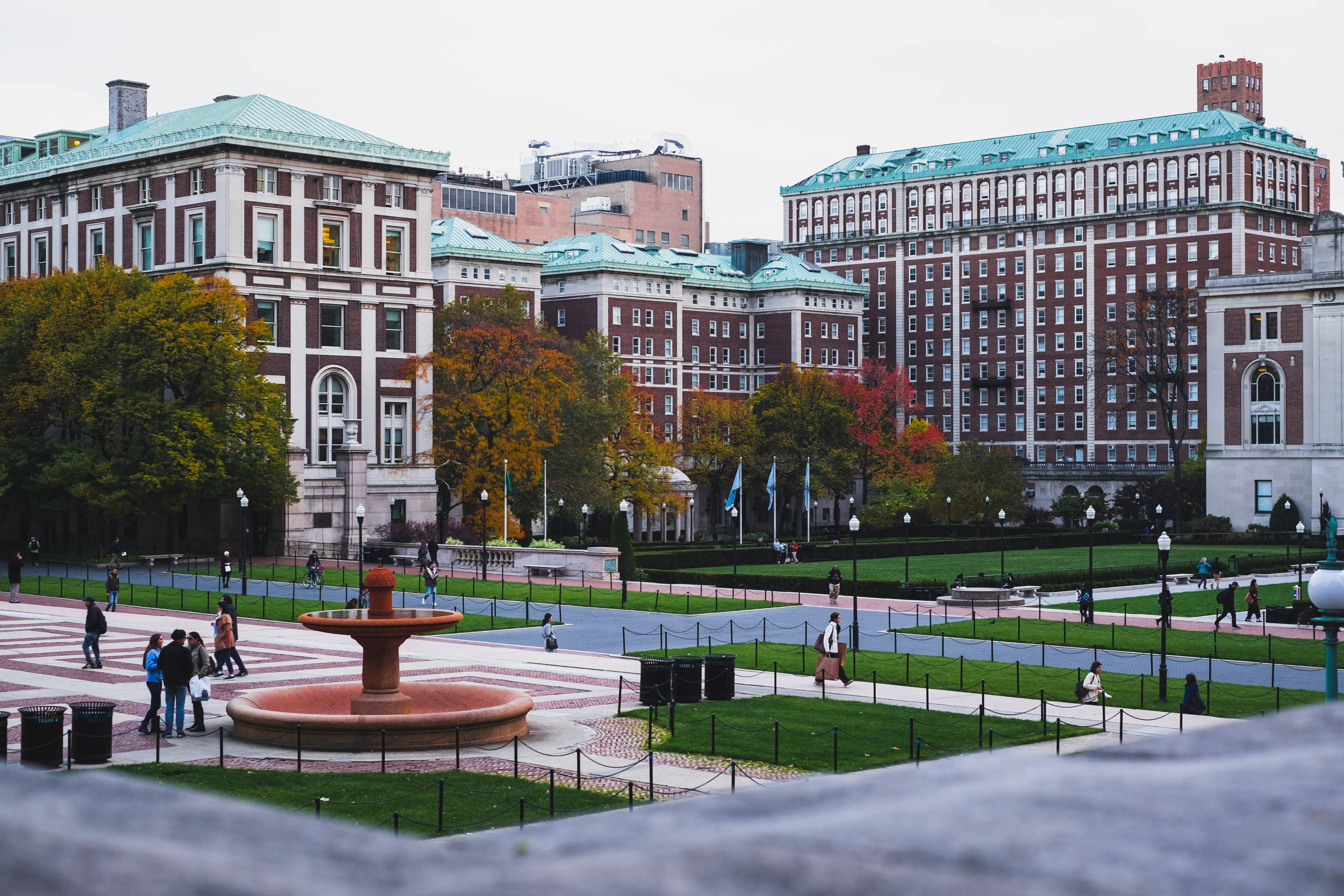 Columbia University, quad, fountain, 4K Desktop Wallpaper