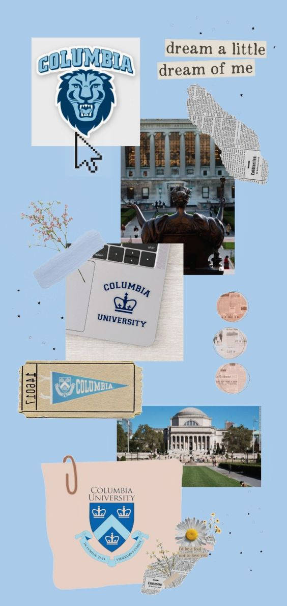 Columbia University, light blue background, logos, SD Phone Wallpaper