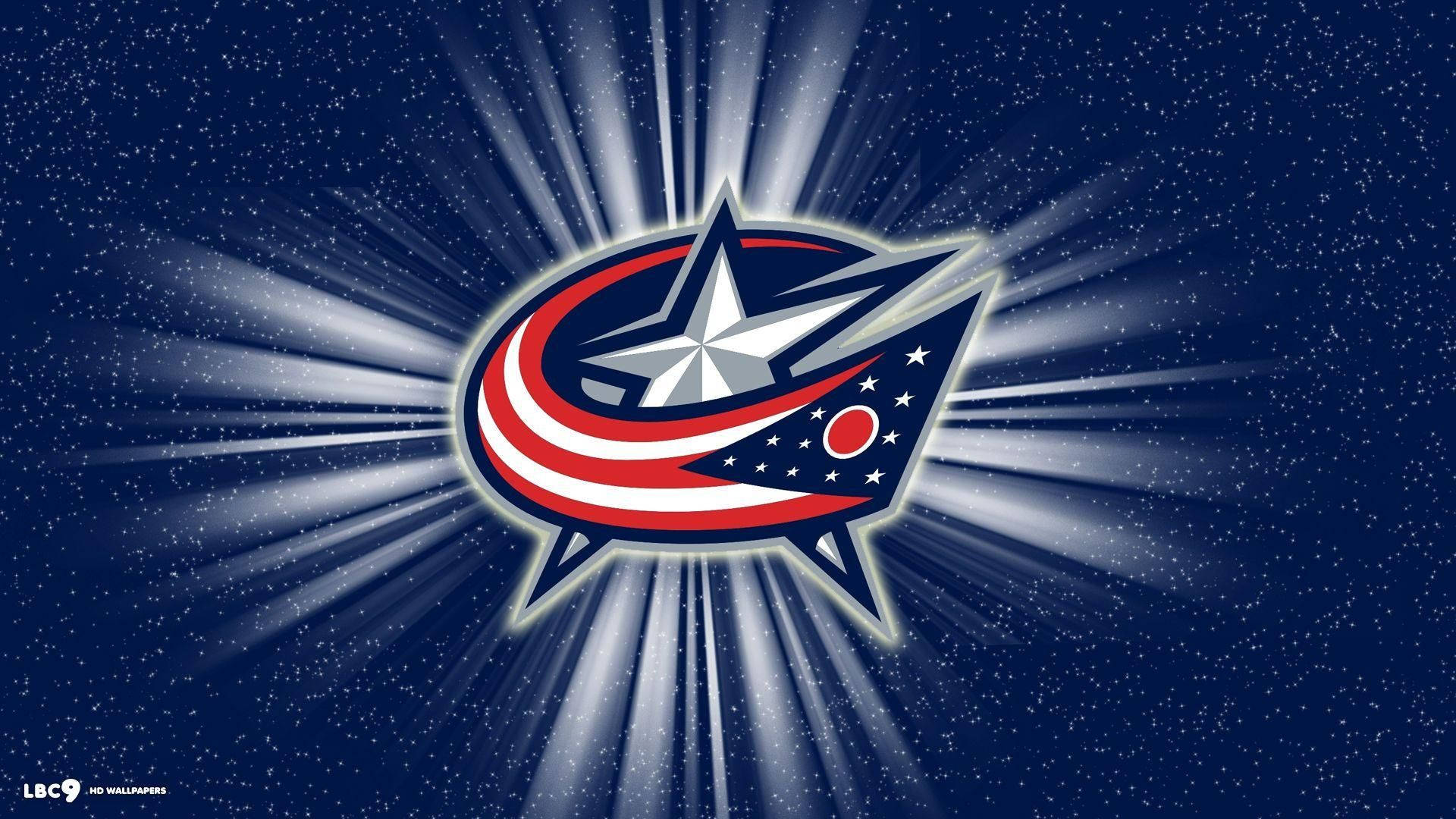 Columbus Blue Jackets, glowing logo, bright beams, Full HD Desktop Wallpaper
