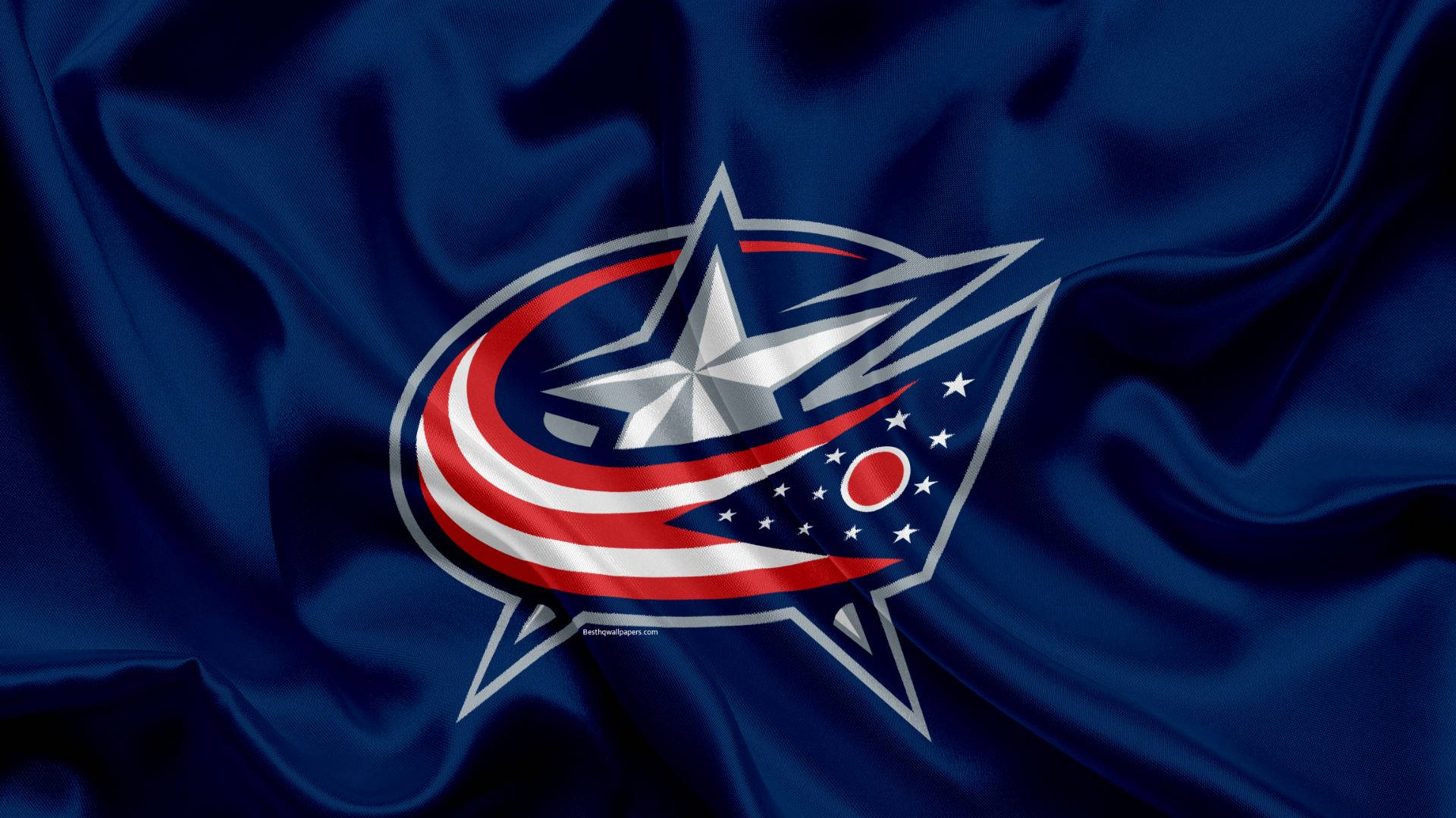Columbus Blue Jackets, logo, rich blue satin fabric, Full HD Desktop Wallpaper